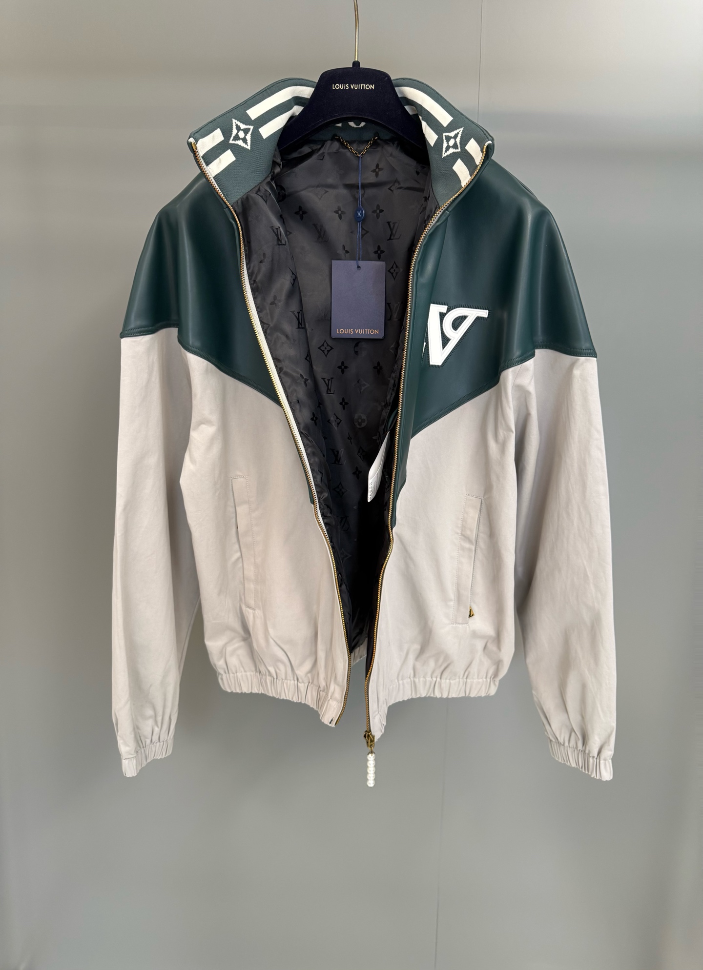 Louis Vuitton Varsity Jacket in Leather and Nylon Blend with LV Logo 3 i1760018215288 8582 0 2