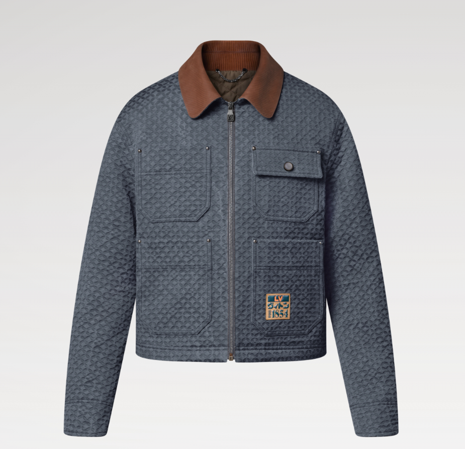 Louis Vuitton Jacquard Quilted Workwear Jacket - Corduroy Collar, Regular Fit