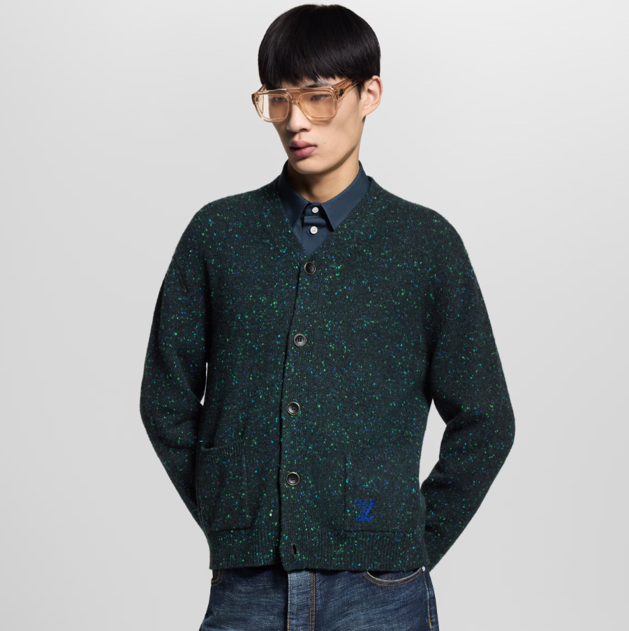 Louis Vuitton Knit Cardigan with Multicolor Speckles and Embroidered Logo 3 i1760542819199 6826 0 1