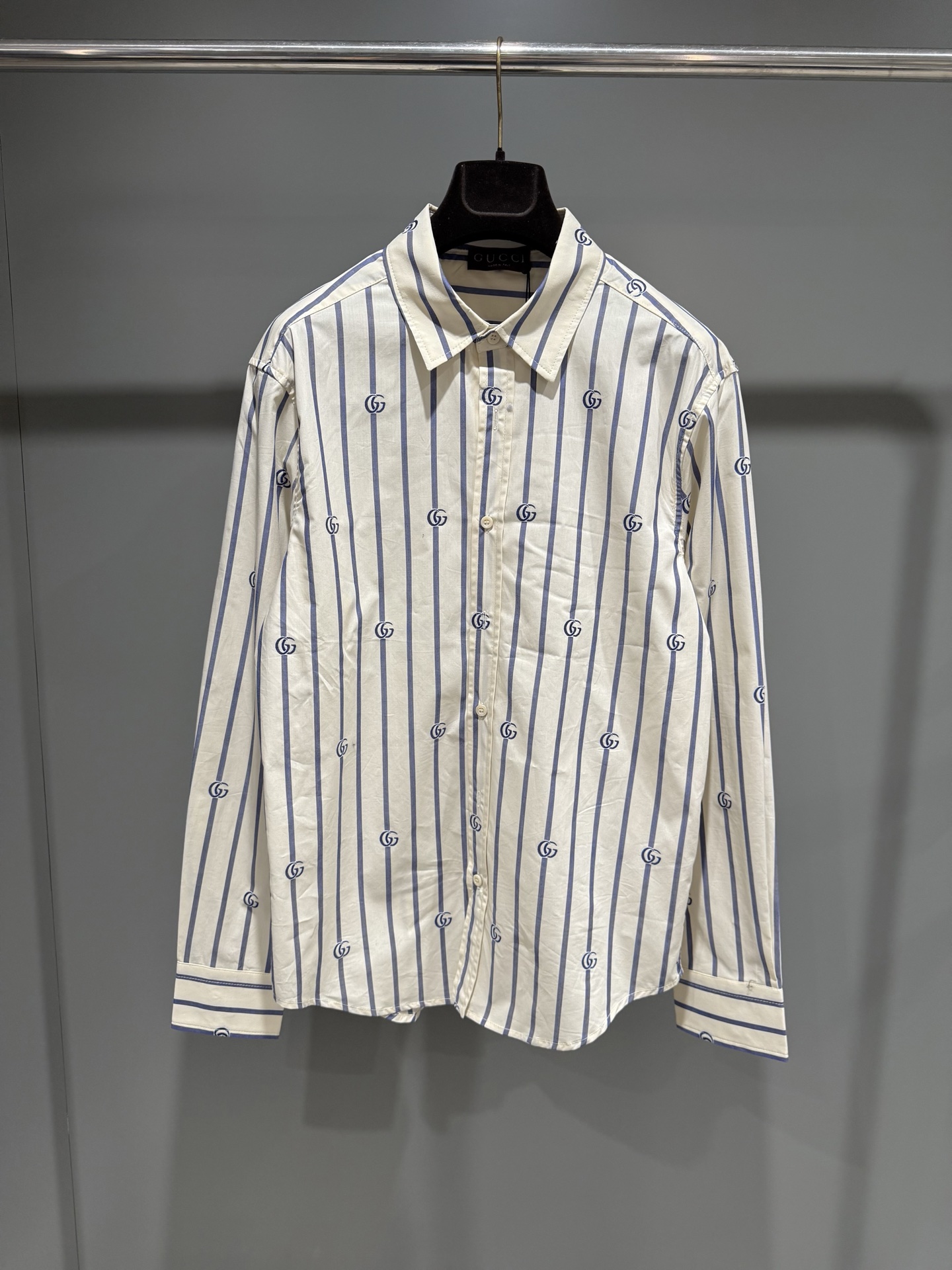 NO:779398,G family high version 25 autumn and winter new GG embroidered striped shirt '1:1 perfect replica' close your eyes and enter, Gucci-clothing, gucci, gucci, shirts,19860909G家高版本25秋冬新款GG绣花条纹衬衫'1:1完美复刻版'闭眼入,古驰-服装,gucci,gucci,shirts,,Women's clothing