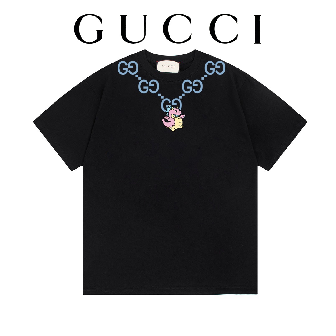 GUCCI colección de inicios de primavera 24ss - Estampado de collar de dibujos animados del año del dragón de la casa G …