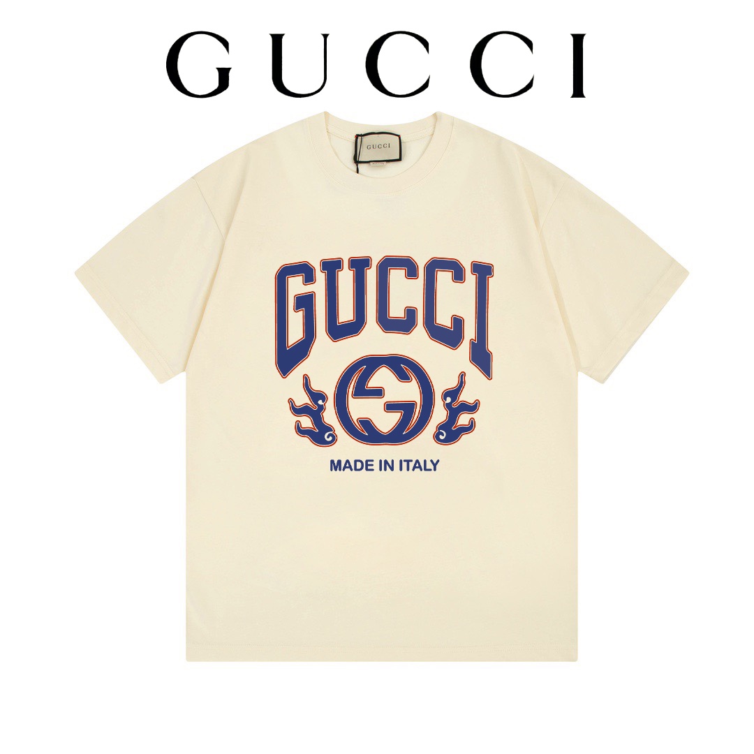 GUCCI古驰24ss早春系列 - G家品牌文字logo&抽象动物印花图案 -采用双纱纯棉250g，面料颜色定制定染，不缩水不退色。手感舒服，质感超强❤️全套辅料.潮男潮女必备经典落肩微阔版型，独家现货供应！ ⚠ 顶级版本 官网品质❕ -…