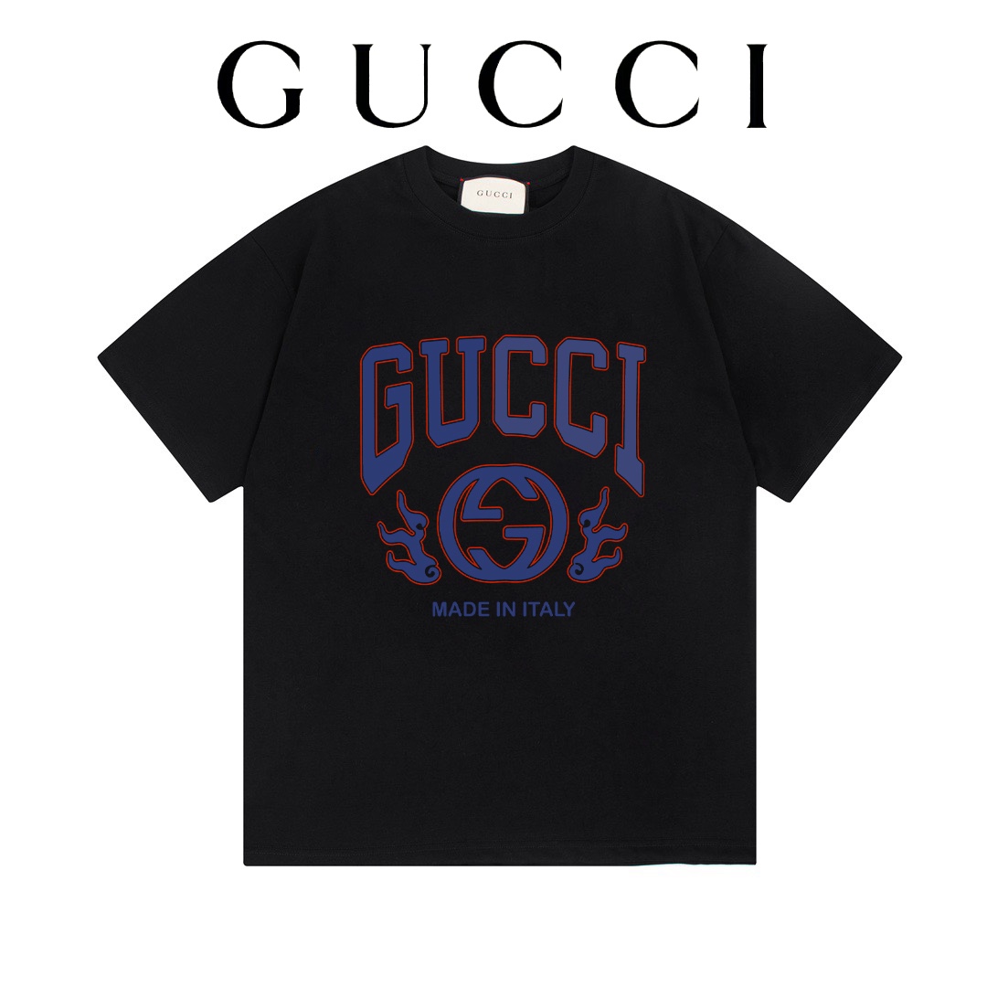 GUCCI colección de inicios de primavera 24ss - Estampado de texto de marca y animales abstractos de la casa G - Algodón…