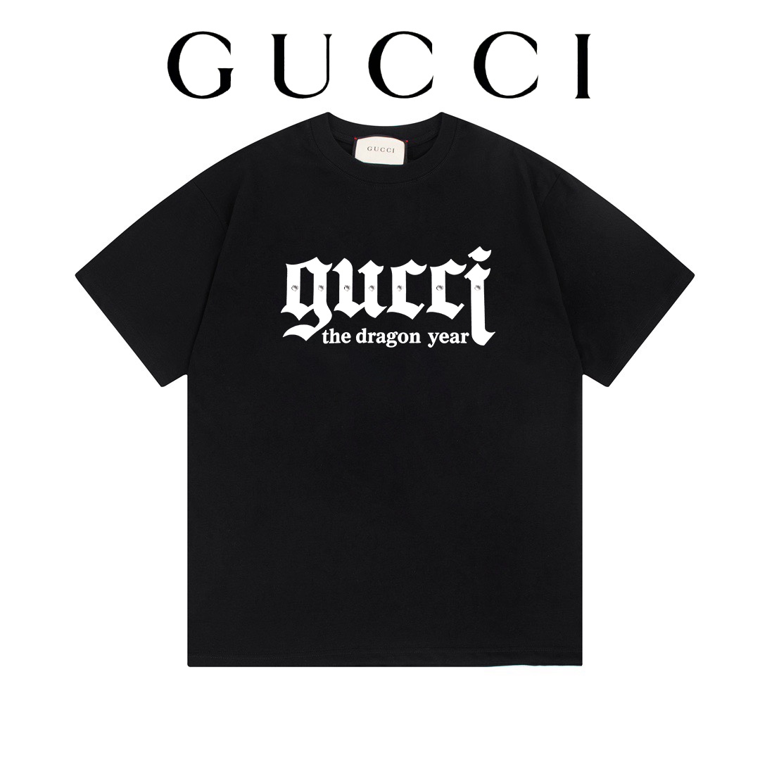 GUCCI古驰24ss早春系列 - G家闪钻叠加艺术字母图案 -采用双纱纯棉250g，面料颜色定制定染，不缩水不退色。手感舒服，质感超强❤️全套辅料.潮男潮女必备经典落肩微阔版型，独家现货供应！ ⚠ 顶级版本 官网品质❕ -颜色：杏色 黑…