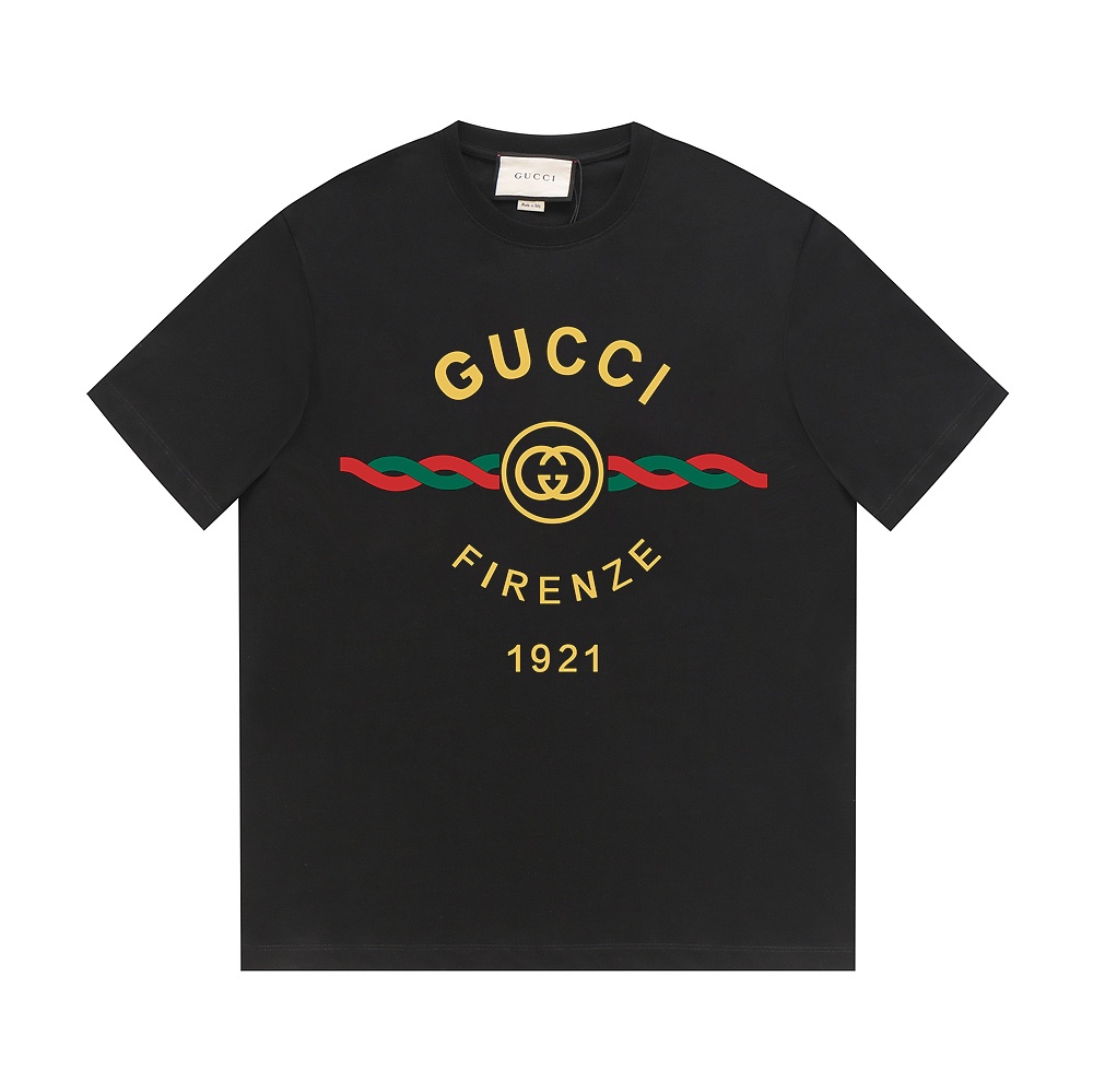 GUCCI 24ss colección de pre-primavera - diseño de logo de marca con cuerda de G - algodón puro de doble hilo 250g, colo…