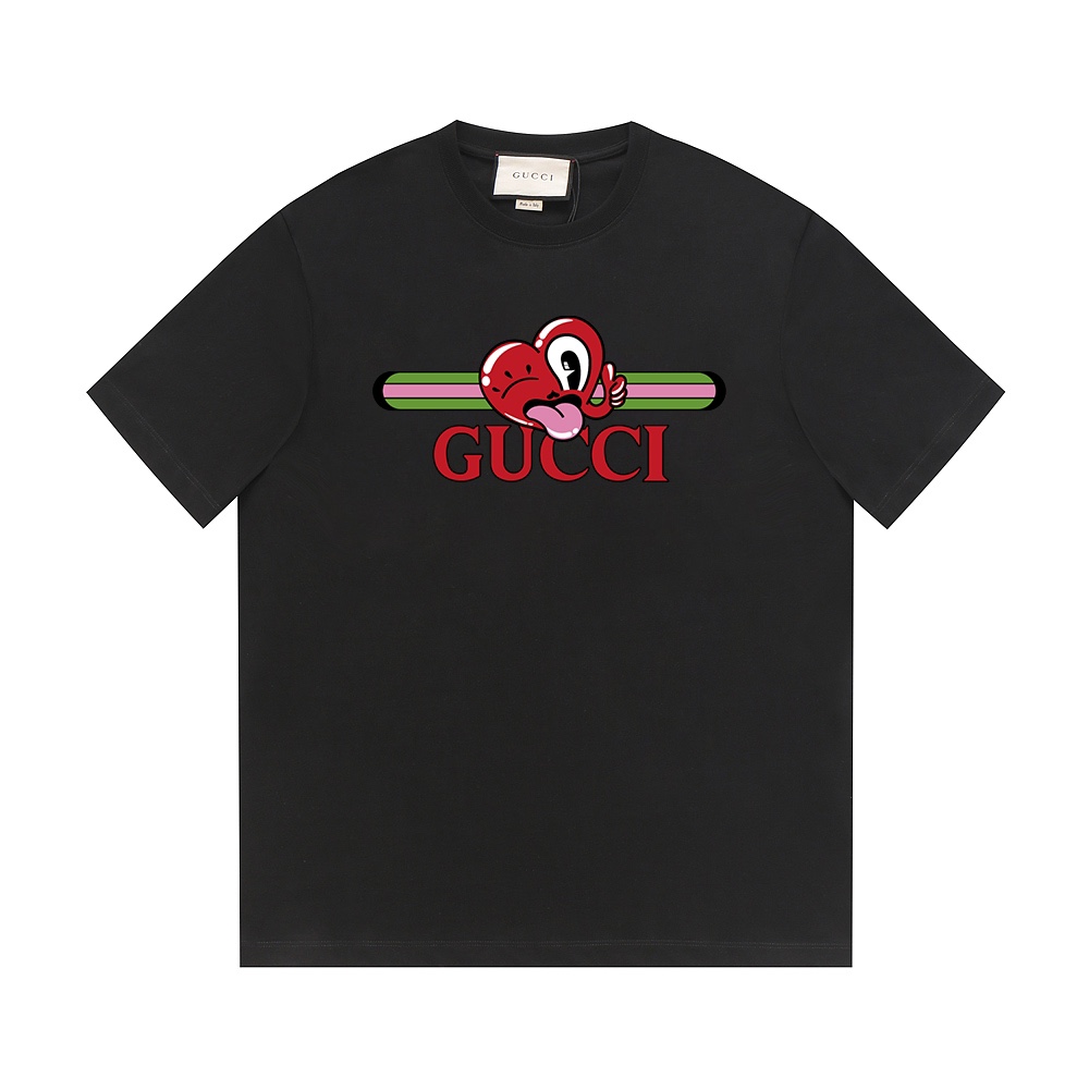 GUCCI 24ss colección de pre-primavera - logo de corazón de dibujos animados y rayas geométricas de G - algodón puro de …