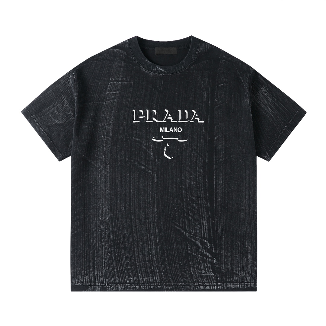 PRADA 24ss nueva colección - logo creativo con eslogan en inglés tridimensional - tela de algodón puro de doble hilo 32…