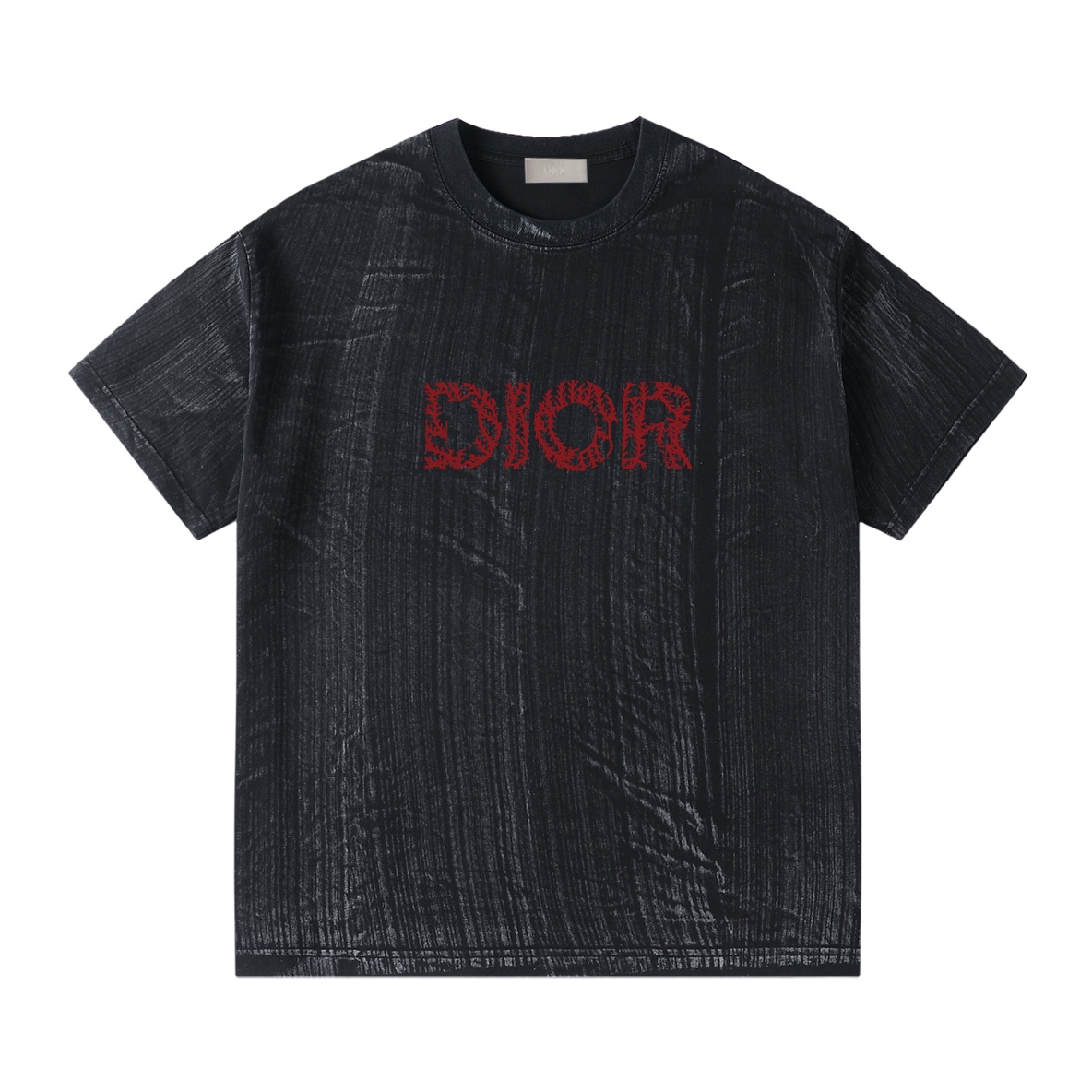 Nueva DIOR24ss, camiseta con letras artísticas simples, confeccionada con tejido de algodón puro de doble hilo de 32 hi…