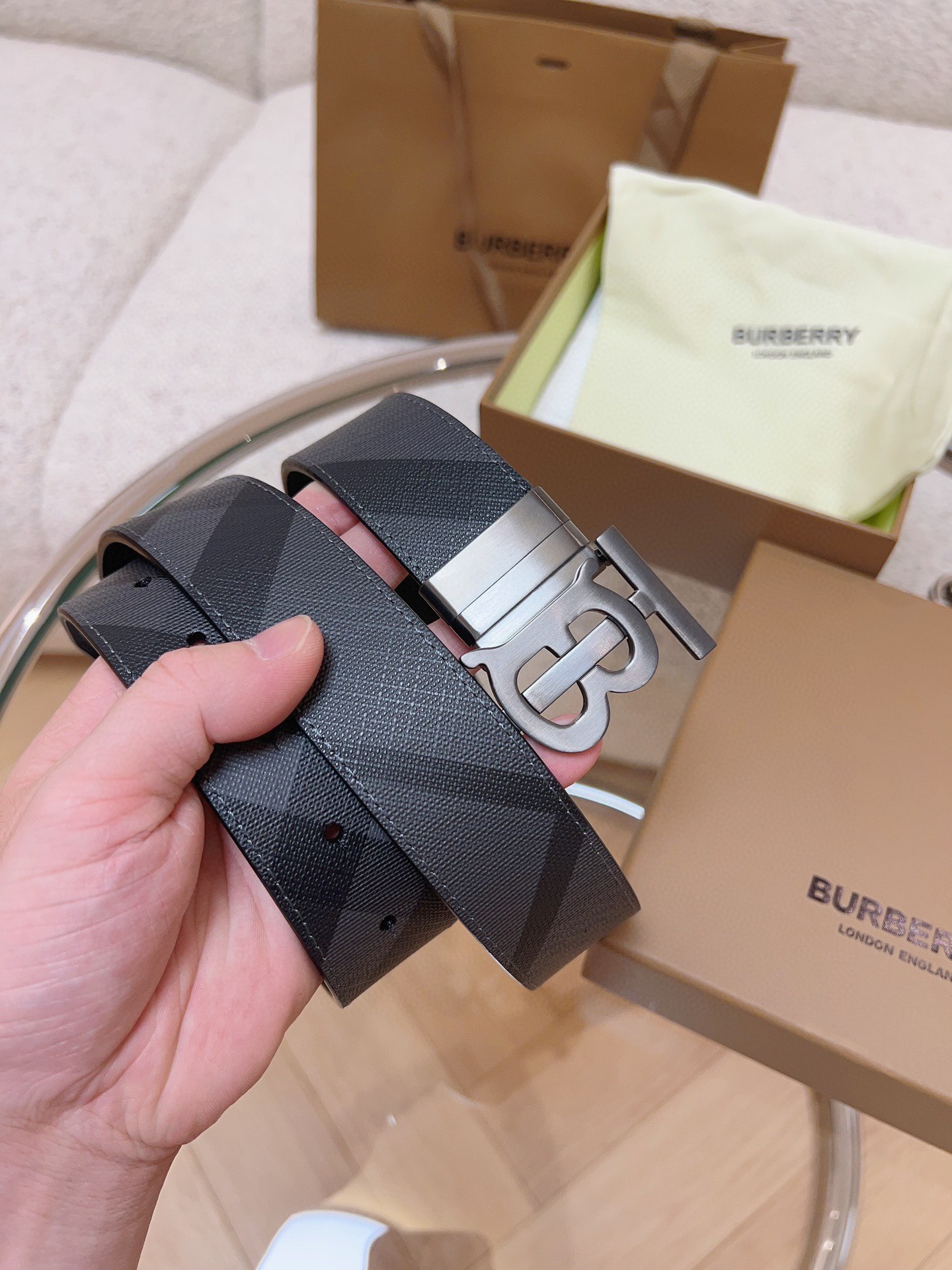 Burberry Belts High-End Designer
 Printing Canvas