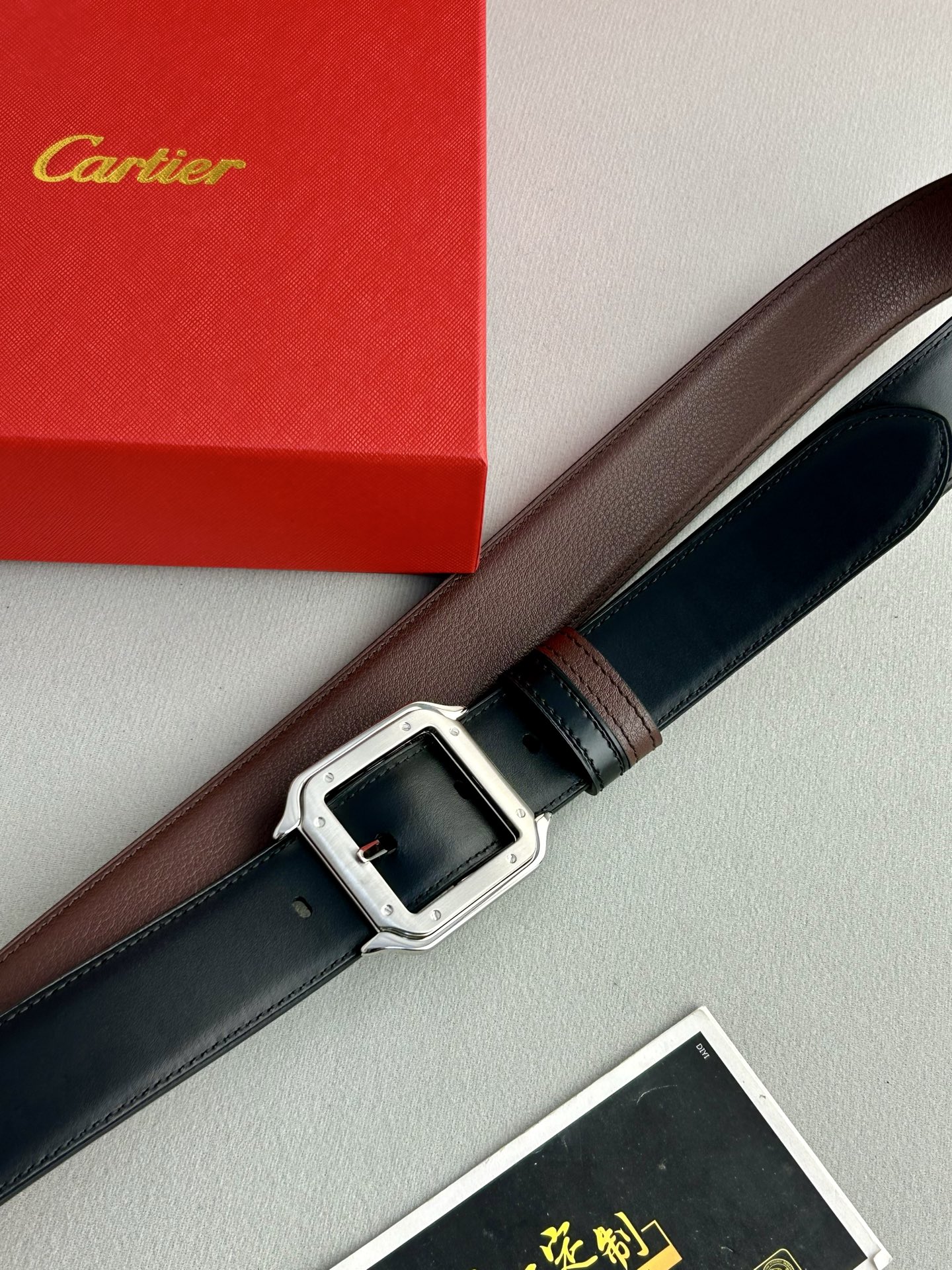 Cartier Classic Men’s Belt: Premium Quality Leather, Elegant Design, 35mm Wide, Gold Detail - 图片 2