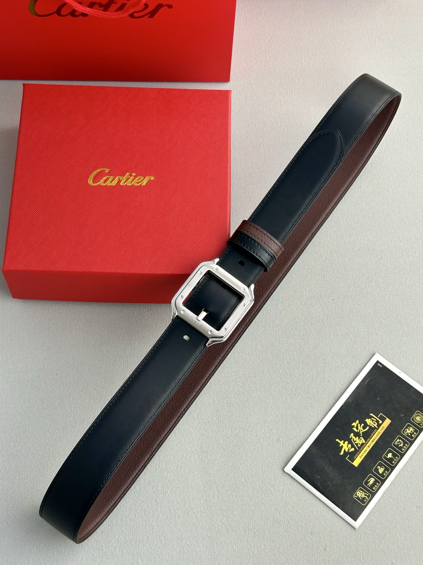 Cartier Classic Men’s Belt: Premium Quality Leather, Elegant Design, 35mm Wide, Gold Detail - 图片 5
