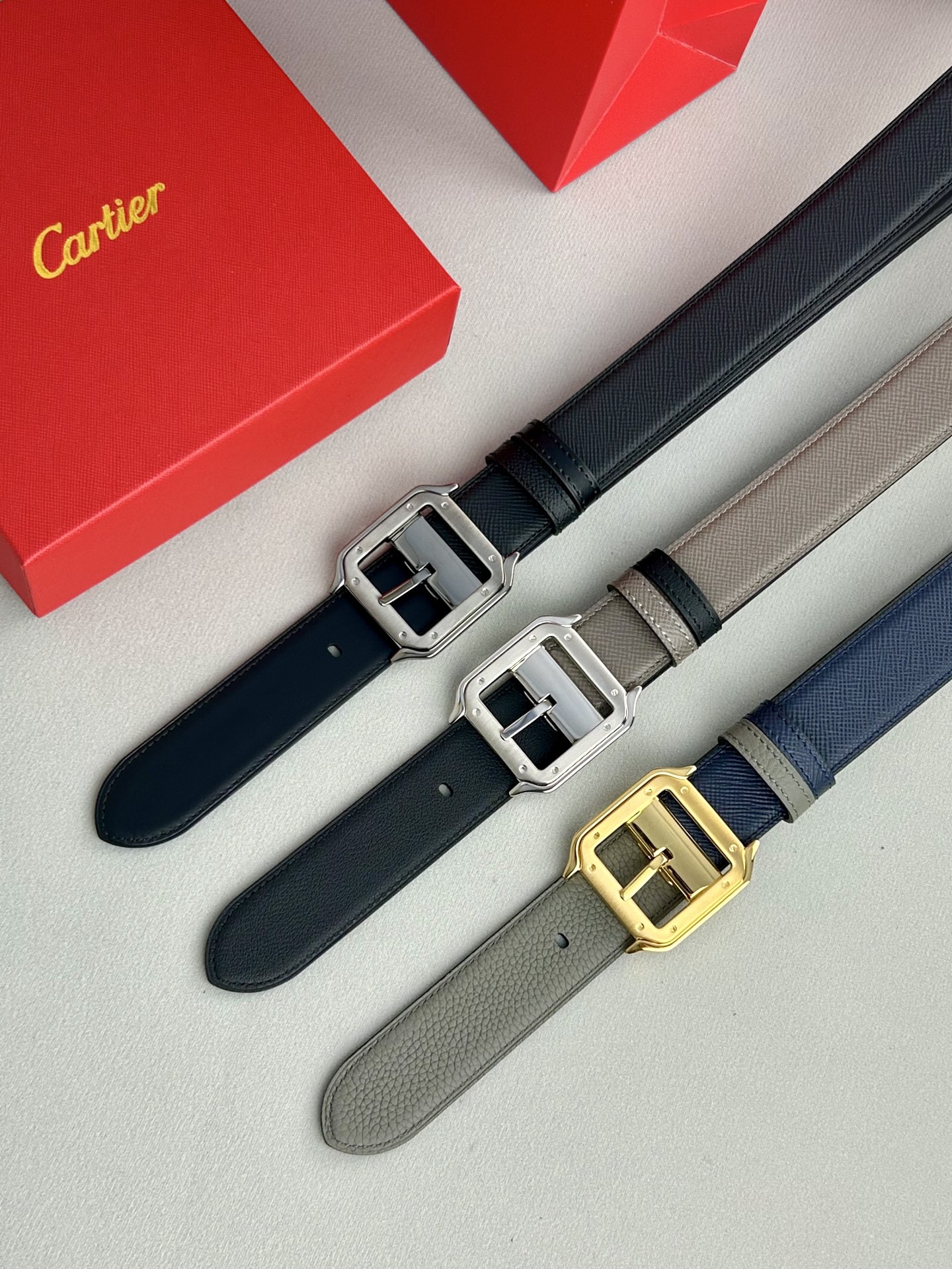 “Cartier Classic Men’s Belt: Premium Leather, Gold Buckle, 35mm Wide, High-End Quality” - 图片 9