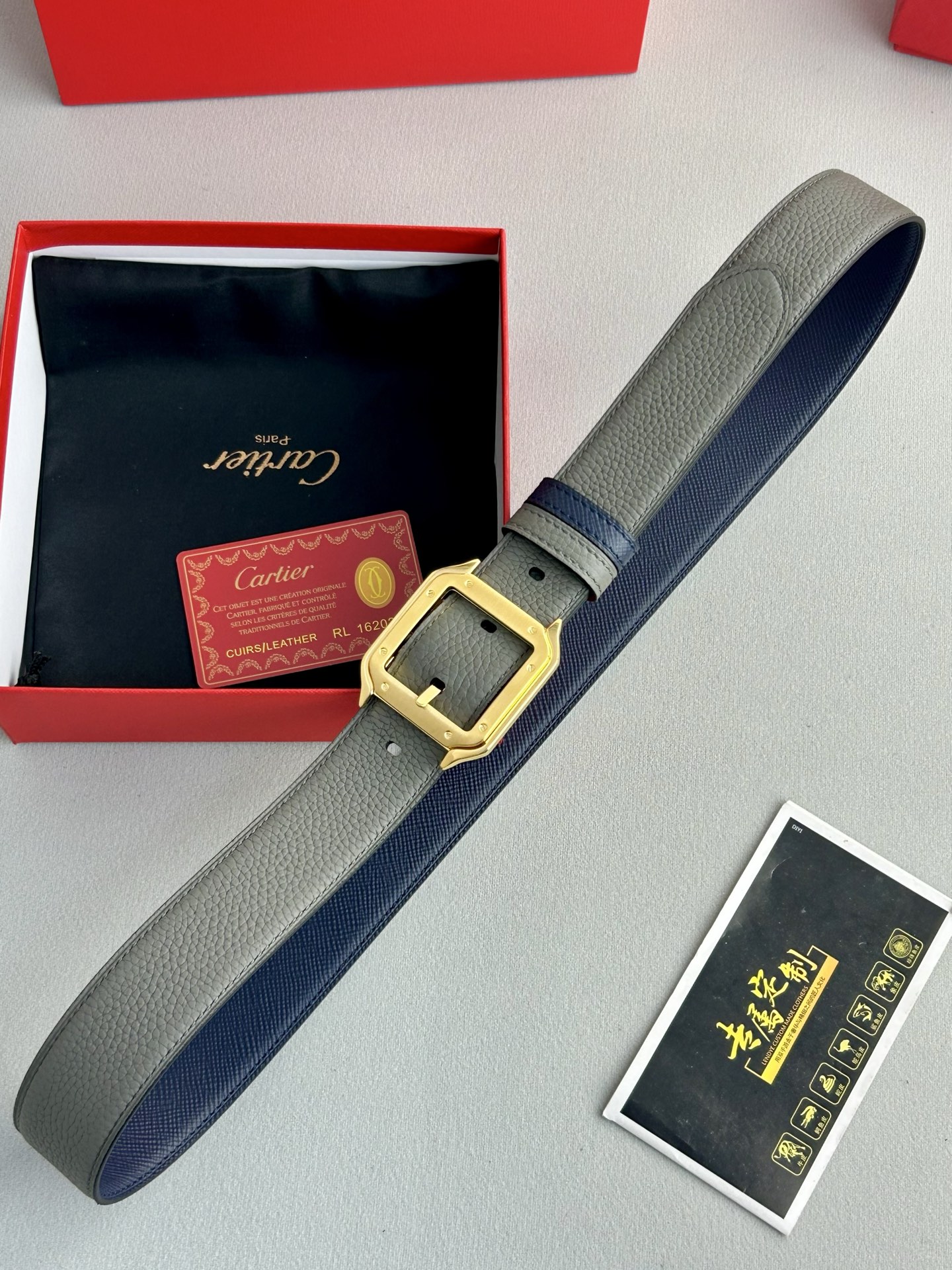 “Cartier Classic Men’s Belt: Premium Leather, Gold Buckle, 35mm Wide, High-End Quality” - 图片 8