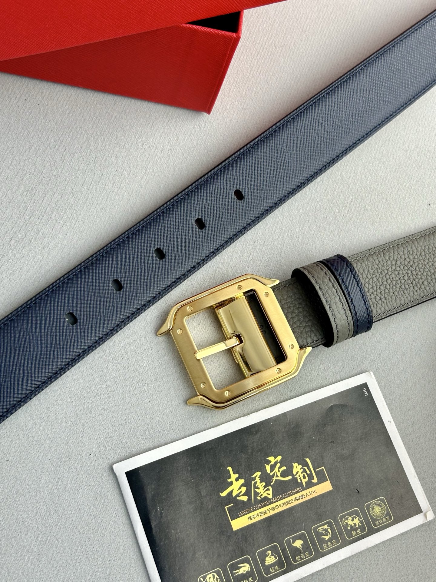 “Cartier Classic Men’s Belt: Premium Leather, Gold Buckle, 35mm Wide, High-End Quality” - 图片 5
