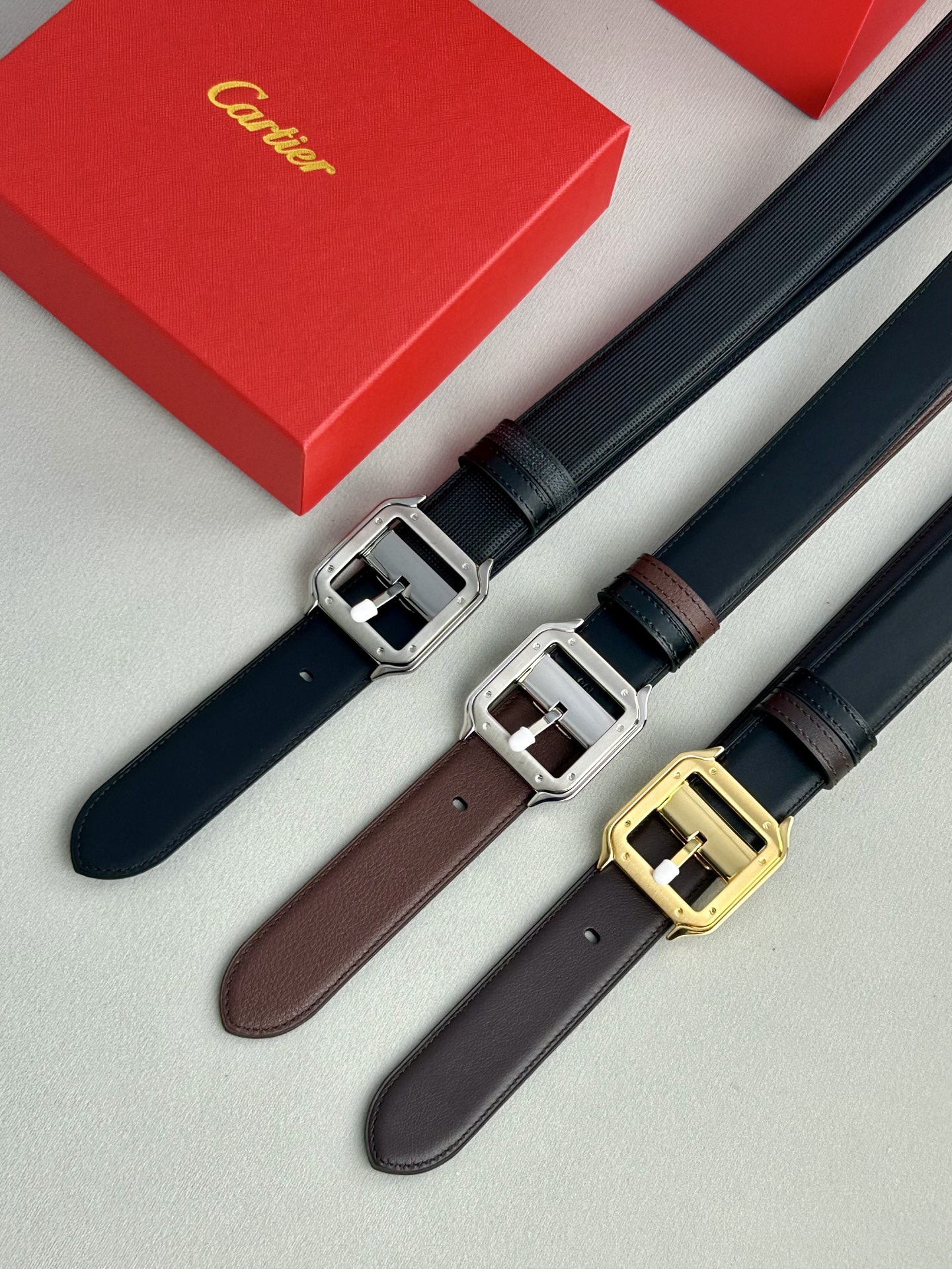 Cartier Classic Men’s Belt: Premium Quality Leather, Gold Buckle, 35mm Wide. - 图片 9