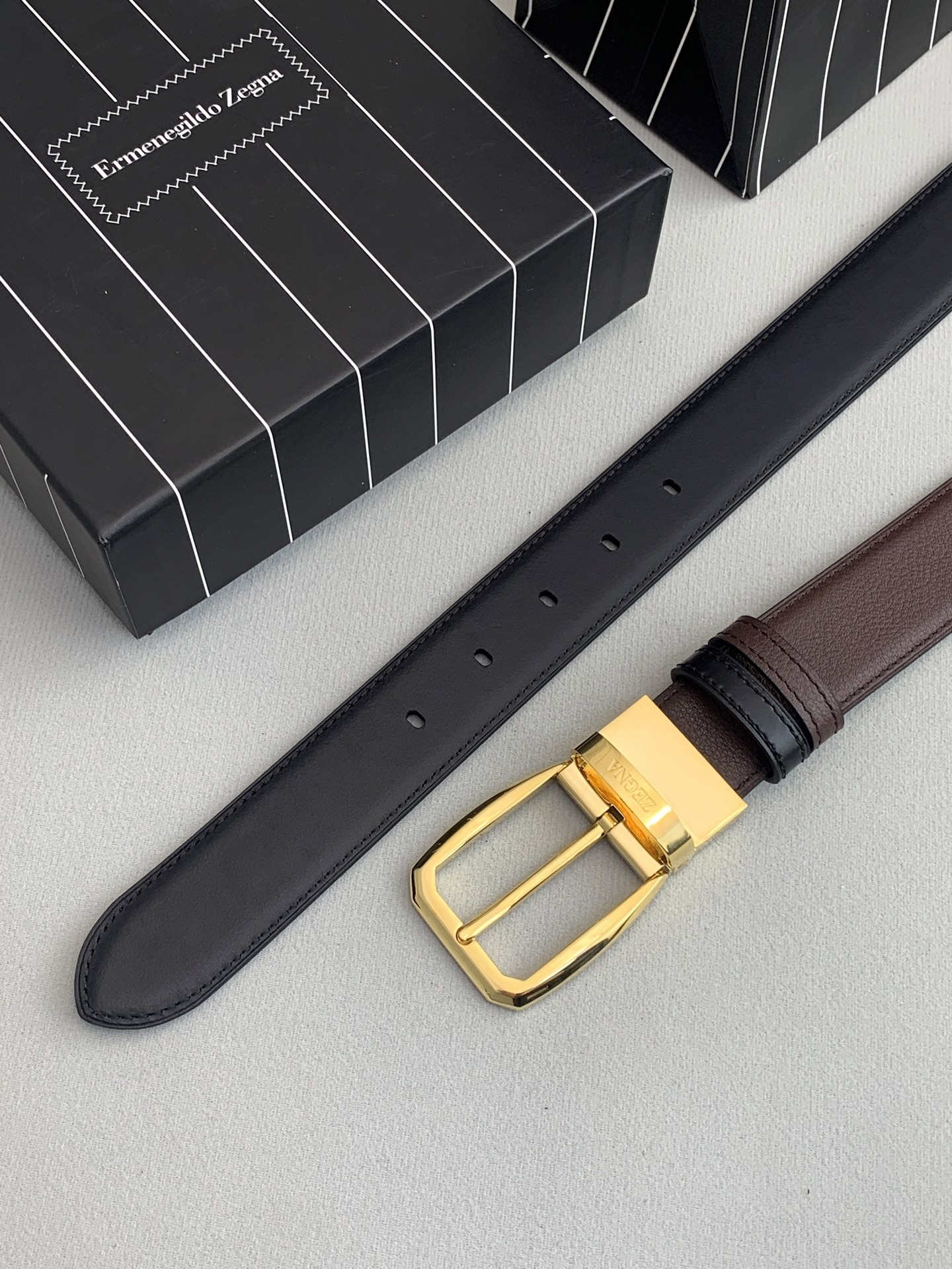 Zegna P483 Cabinet: High-Quality Classic Leather Belt with New Male Style Concept. - 图片 2