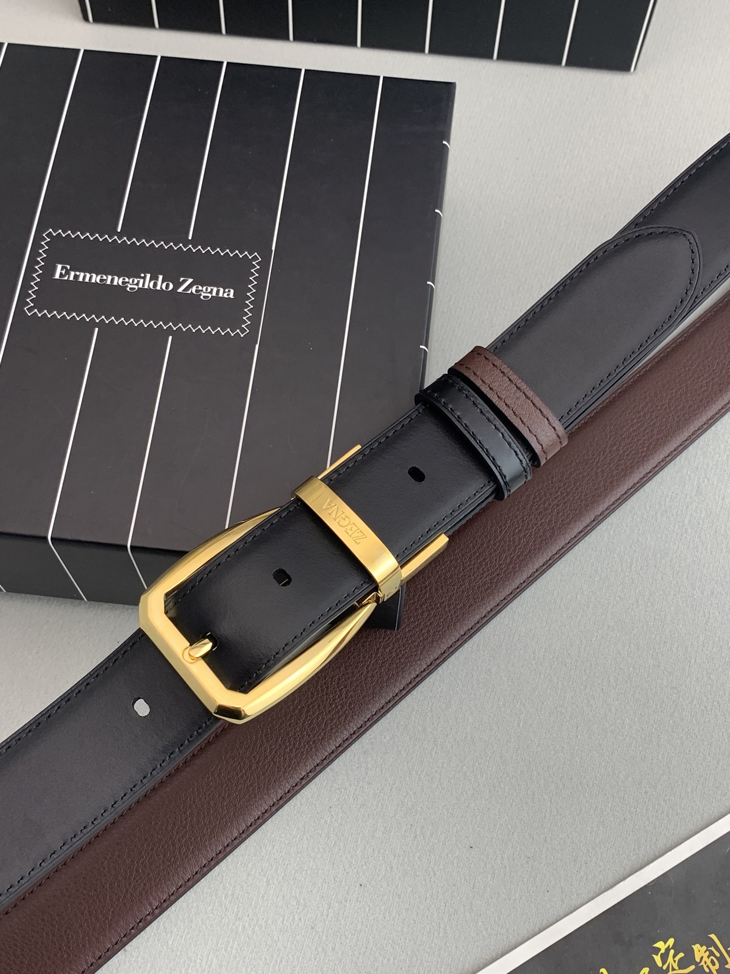 Zegna P483 Cabinet: High-Quality Classic Leather Belt with New Male Style Concept. - 图片 7