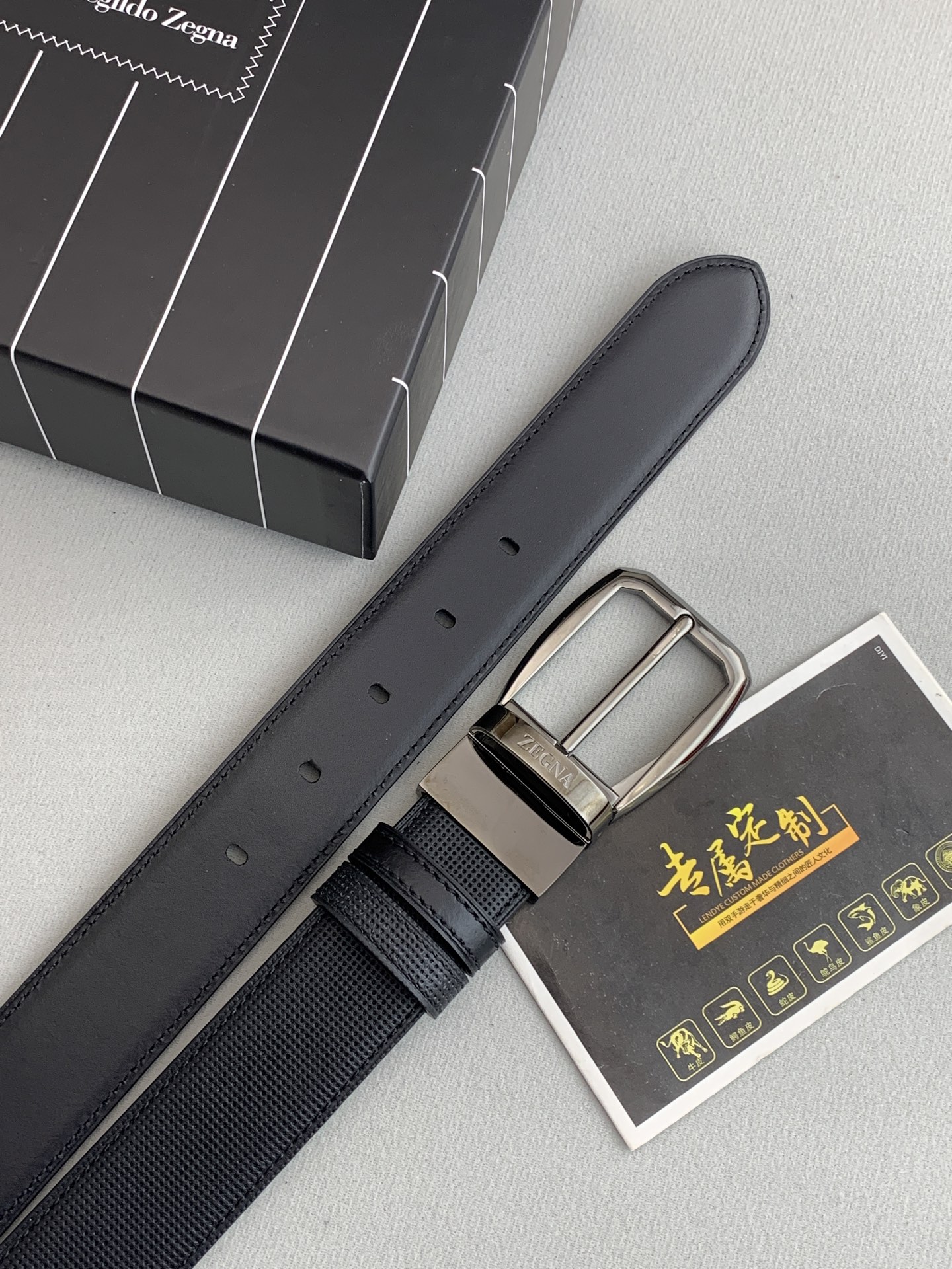 Zegna P483 Cabinet: Classic Calve Leather, 3.5cm Belt, New Male Style Concept. - 图片 2