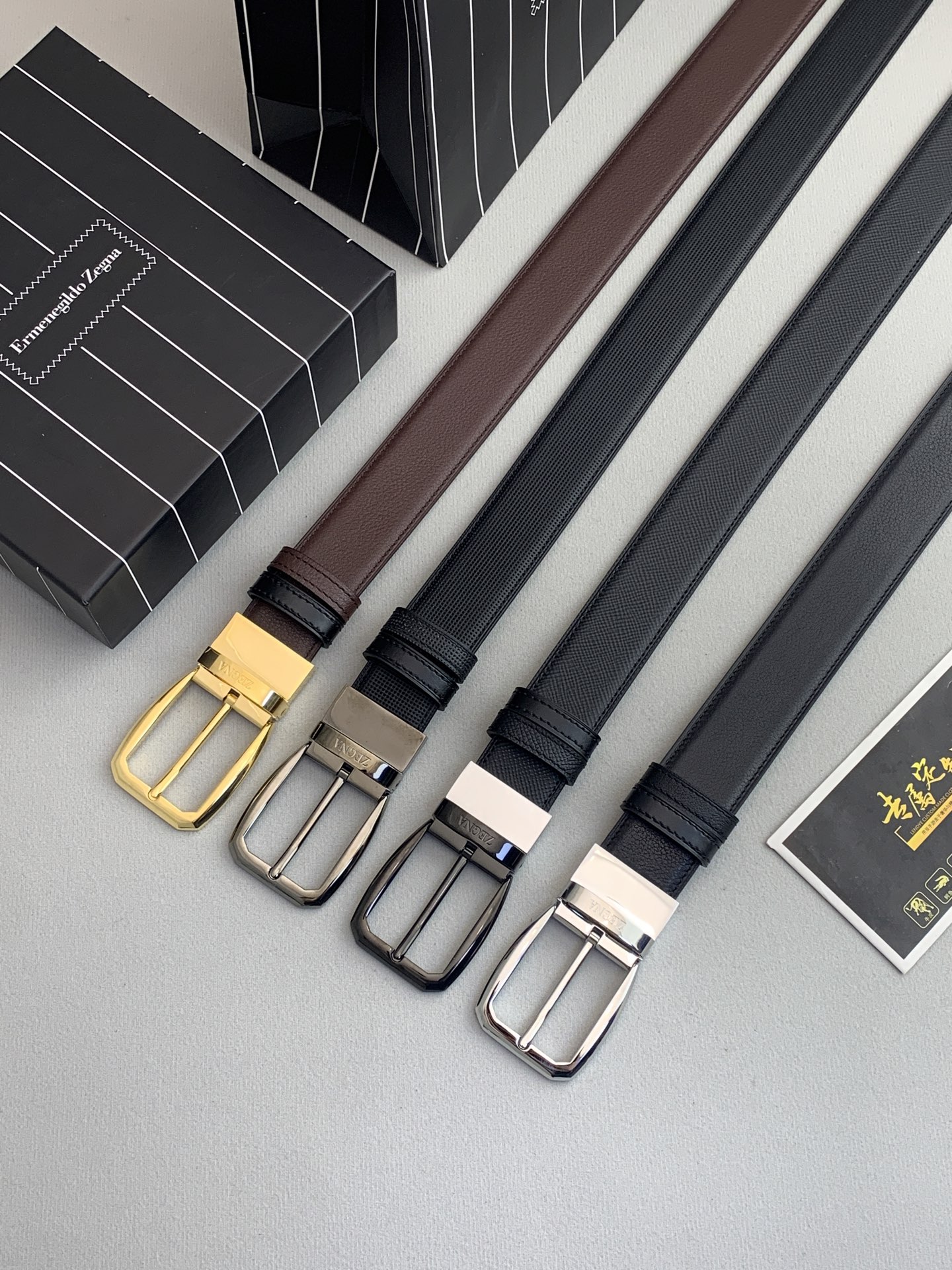 Zegna P483 Cabinet: Classic Calve Leather, 3.5cm Belt, New Male Style Concept. - 图片 1