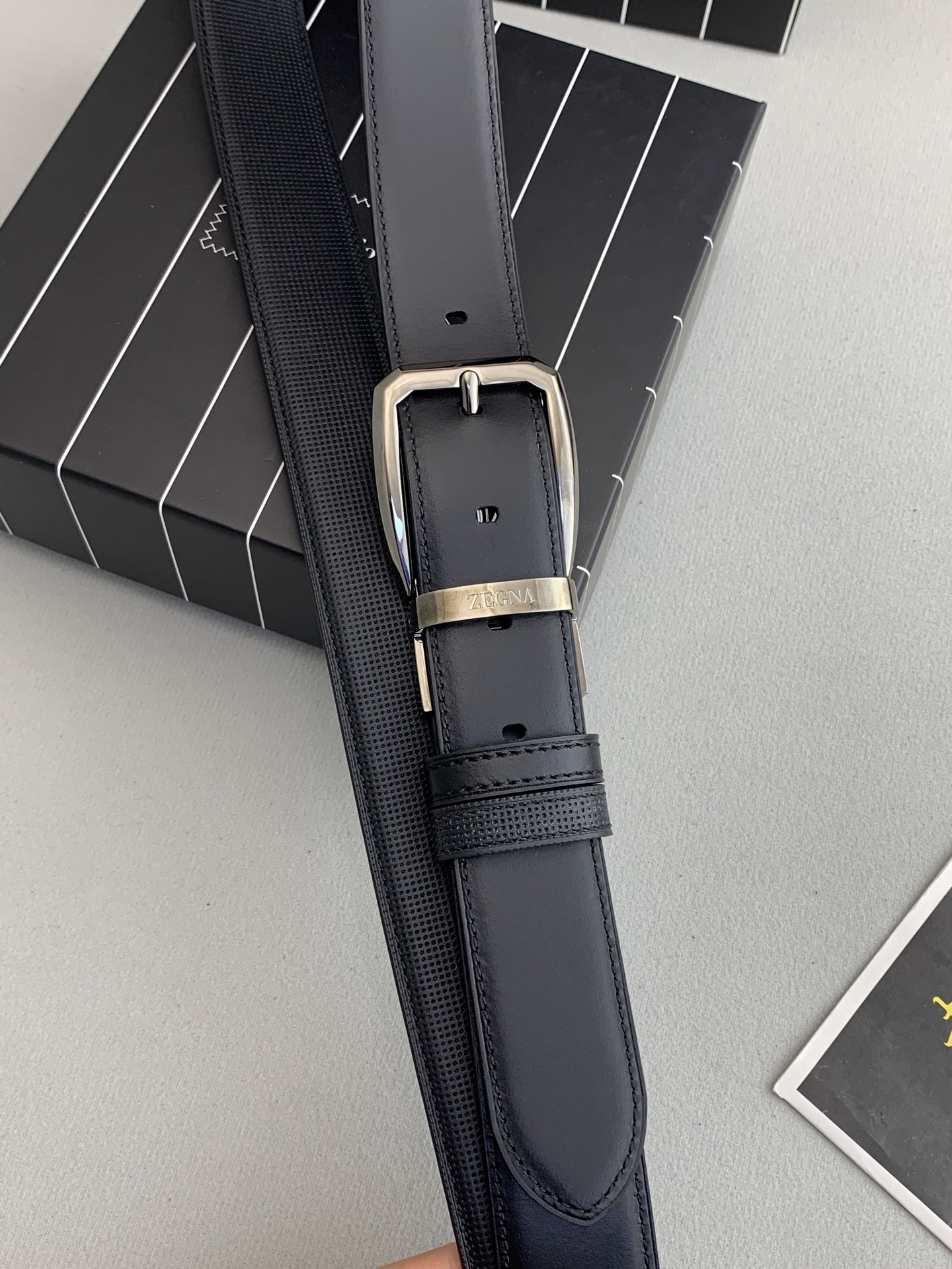 Zegna P483 Cabinet: Classic Calve Leather, 3.5cm Belt, New Male Style Concept. - 图片 7