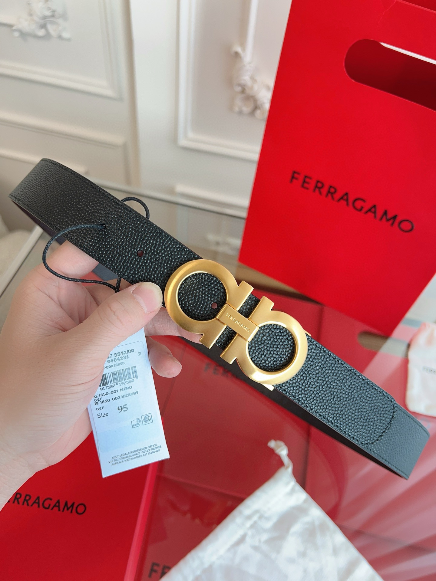 High-End Male Belt: P506 Regular Grade Feragmu Cabinet Quality NFC Chip Scan Certification - 图片 3