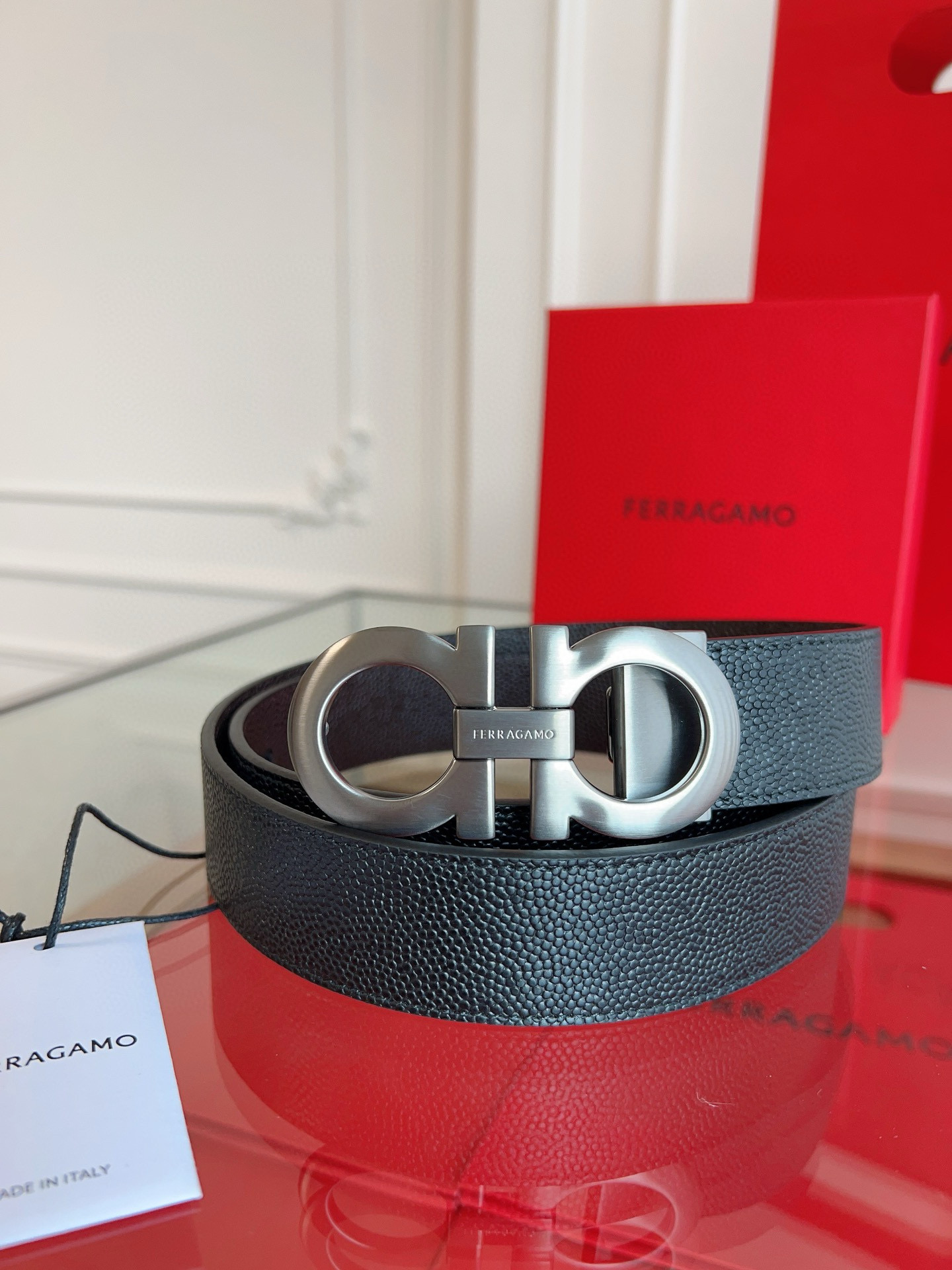 High-End Male Leather Belt: P506 Feragmu Design with NFC Chip Scan Certification - 图片 2