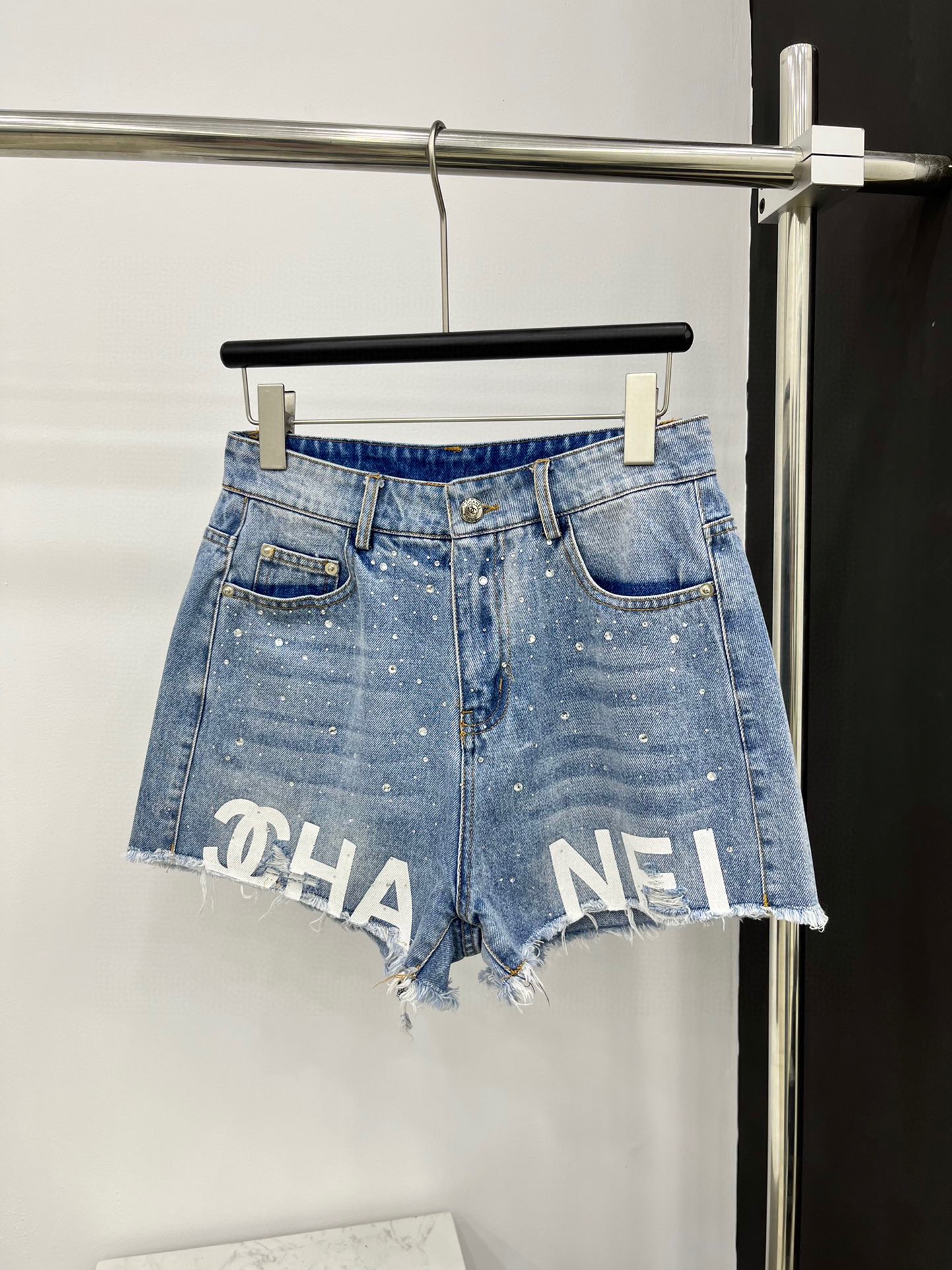 Chanel Clothing Jeans Shorts Blue Printing Vintage