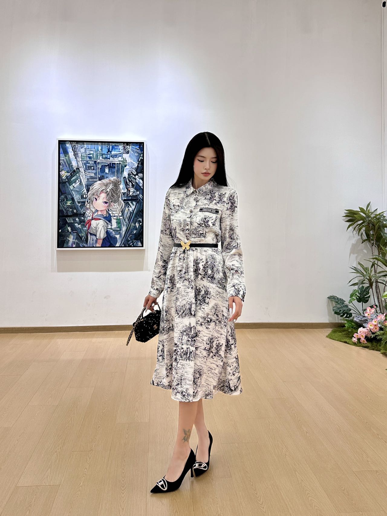 NO:322922,Model number D5030638 Dio* newest D family animal jungle print front closure closure lapel waist large skirt long sleeve dress with belt!  (M size bust 96, sleeve length 59, waist 76, skirt length 110) hair, dior, dior, skirt, skirt 110) hair, dior, skirt, alexander wang19860909款号D5030638 Dio*新款 D家动物丛林印花前襟系扣门襟翻领收腰大裙摆长袖连衣裙配腰带！（M码胸围96,袖长59,腰围76,裙长110）发,,dior,dior,skirts,alexander wang,Women's clothing