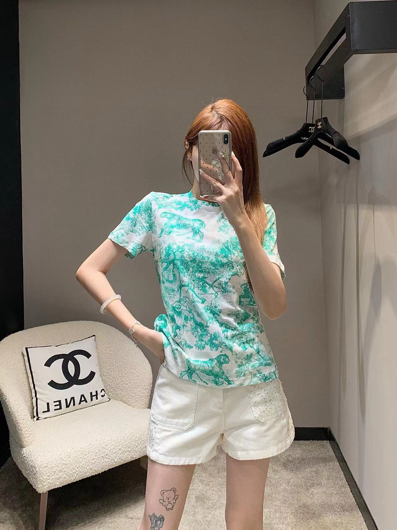 Dior Fall Riviera Green Animal Print Tee - Cotton Linen Blend, Relaxed Fit 8 i1747146561148 7548 0 7