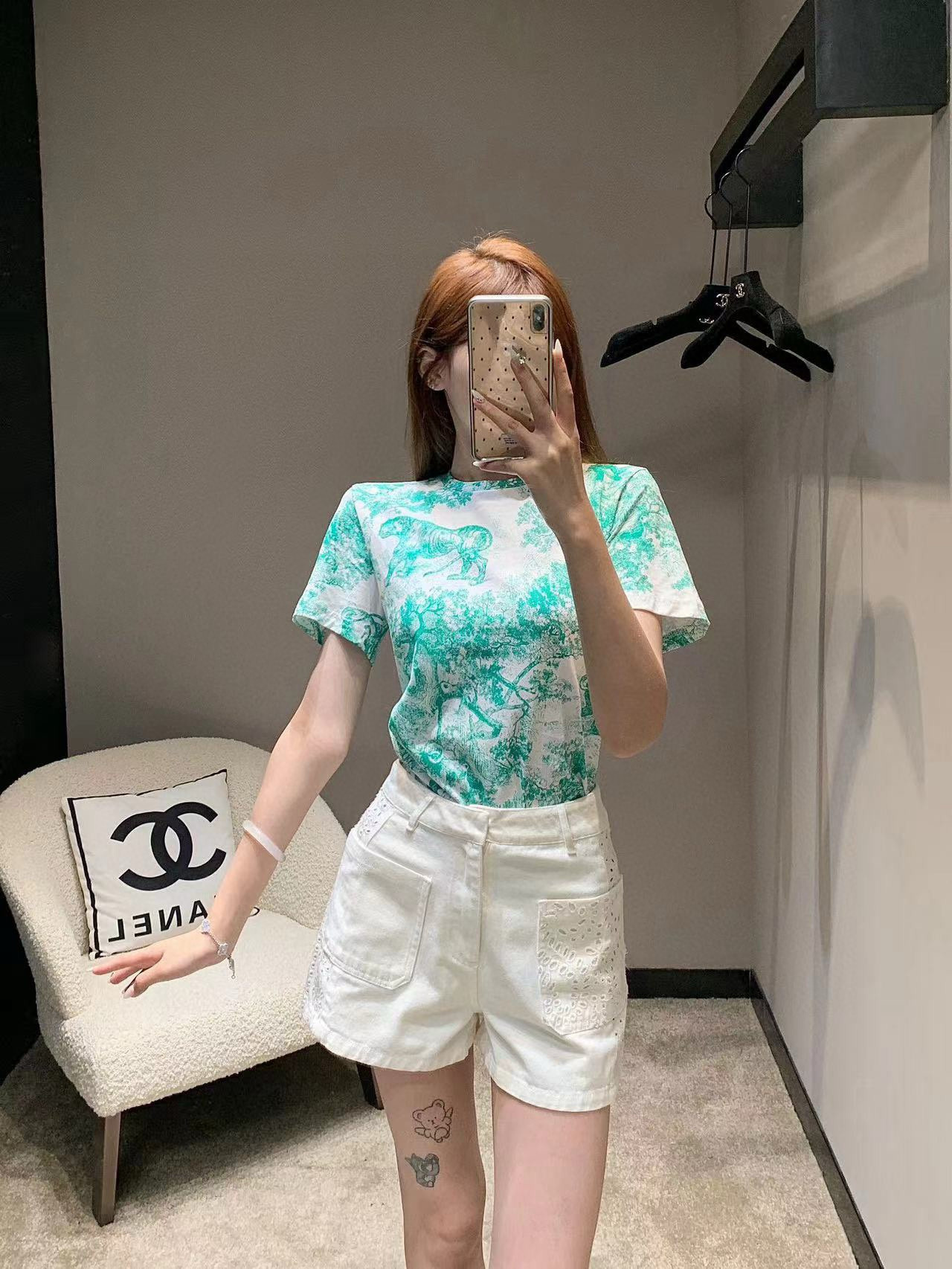 Dior Fall Riviera Green Animal Print Tee - Cotton Linen Blend, Relaxed Fit 1 i1747146561149 3992 0 0