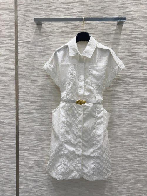 Louis Vuitton 2025SS White Monogram Mini Dress with Belt, Elegant and Stylish 1 Louis Vuitton 2025SS White Monogram Mini Dress with Belt, Elegant and Stylish
