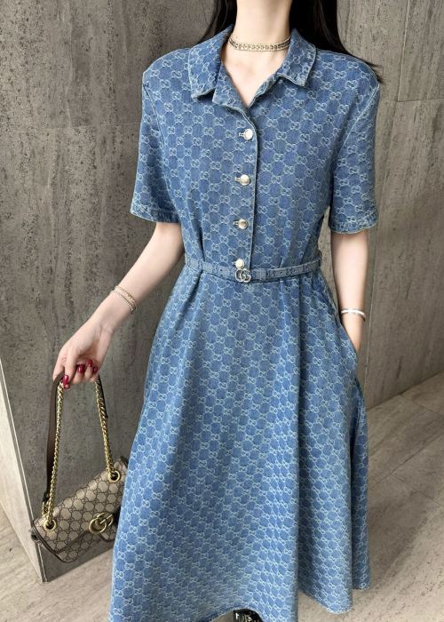 Gucci 2025SS Denim Dress, Chic Jean Dress with Belt - High Quality Version 1 Gucci 2025SS Denim Dress, Chic Jean Dress with Belt - High Quality Version