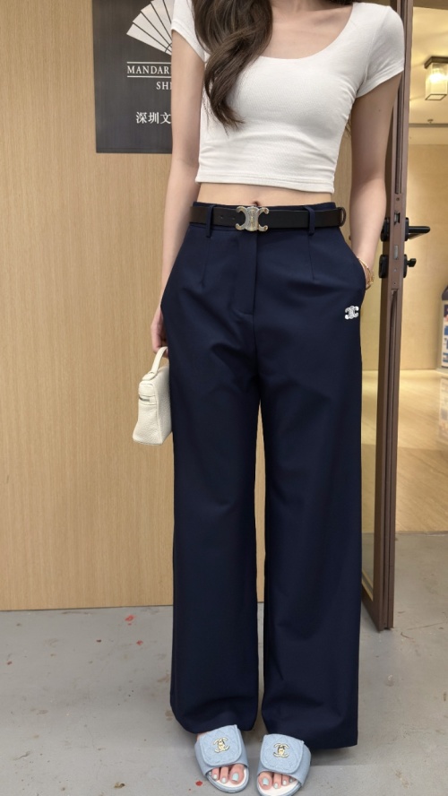 Celine 2025SS Women's High-Waisted Wide-Leg Pants - Elegant And Comfortable 1 Celine 2025SS Women's High-Waisted Wide-Leg Pants - Elegant And Comfortable