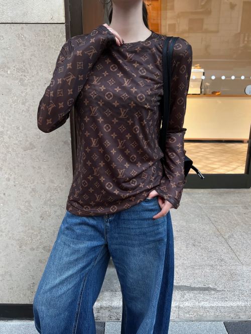Louis Vuitton Monogram Sheer Top, Long Sleeve, Designer Style 1 Louis Vuitton Monogram Sheer Top, Long Sleeve, Designer Style