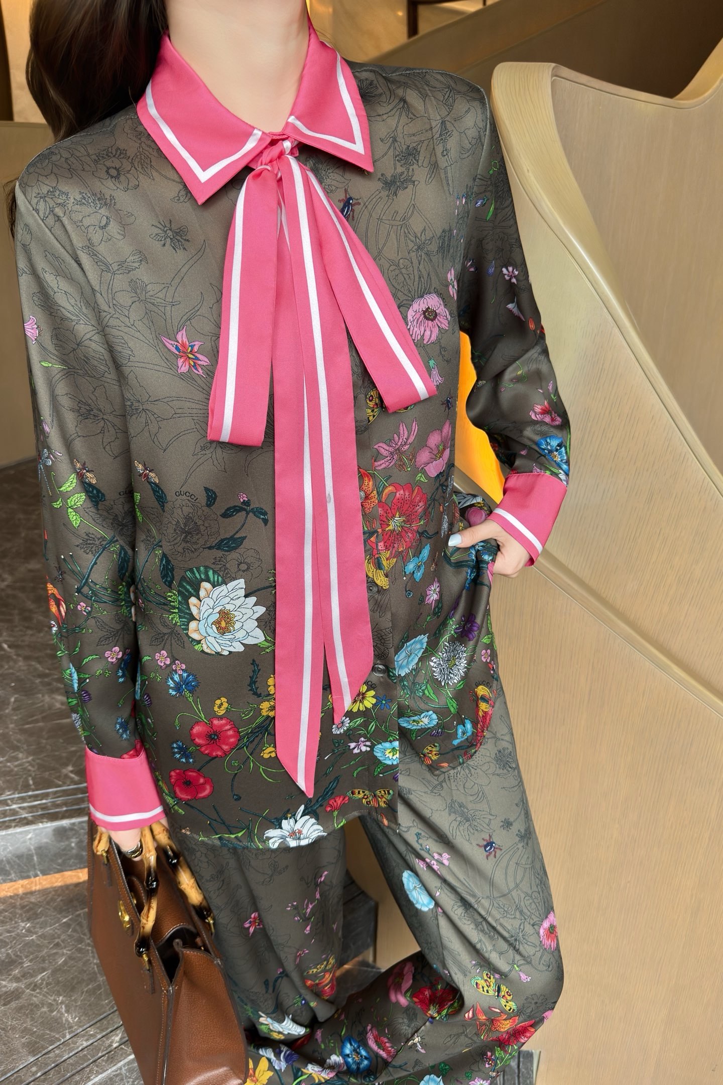 Gucci 2025FW Floral Print Silk Pajama Set, High-End Luxury, S-M-L Sizes 4 i1756219099599 5335 0 3