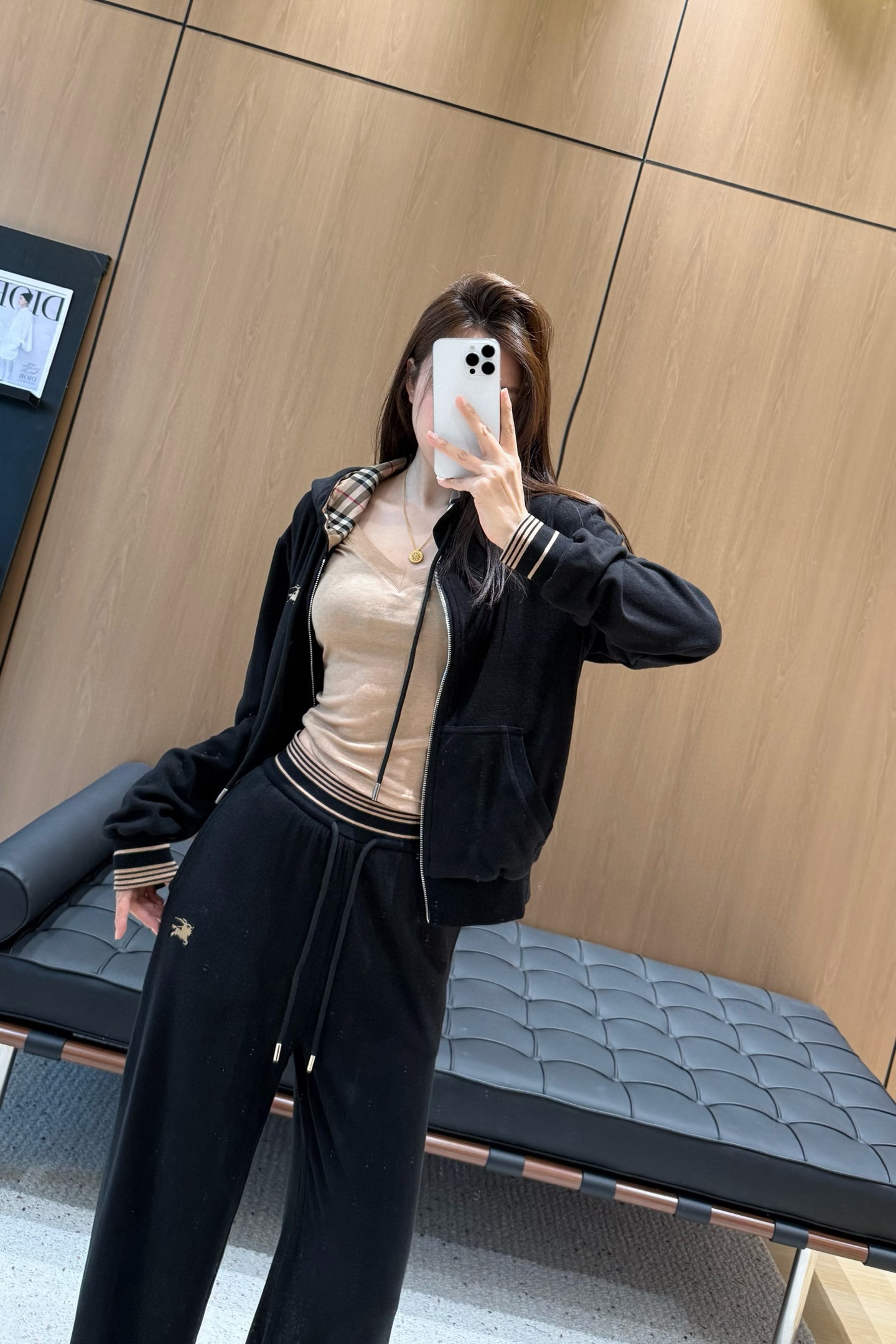 Burberry Women's Black Velour Tracksuit Set with Hooded Zip-Up 7 i1758373249213 3261 0 6