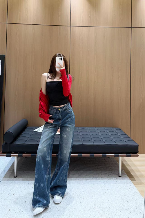 2025 Cherry Print Straight Leg Jeans - Custom YB Twill Cotton Denim 1 2025 Cherry Print Straight Leg Jeans - Custom YB Twill Cotton Denim