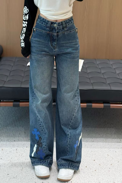Chrome Hearts 2025 Denim Jeans with Patchwork Embroidery and Straight-Leg 1 Chrome Hearts 2025 Denim Jeans with Patchwork Embroidery and Straight-Leg