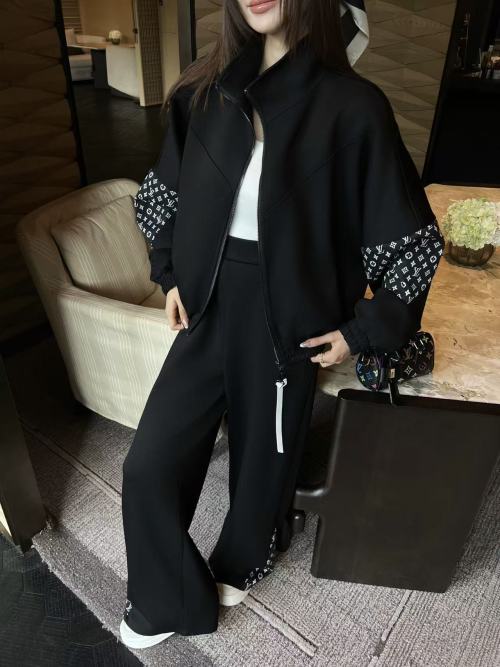 Louis Vuitton Women's Black Monogram Patchwork Tracksuit - S, M, L 1 Louis Vuitton Women's Black Monogram Patchwork Tracksuit - S, M, L