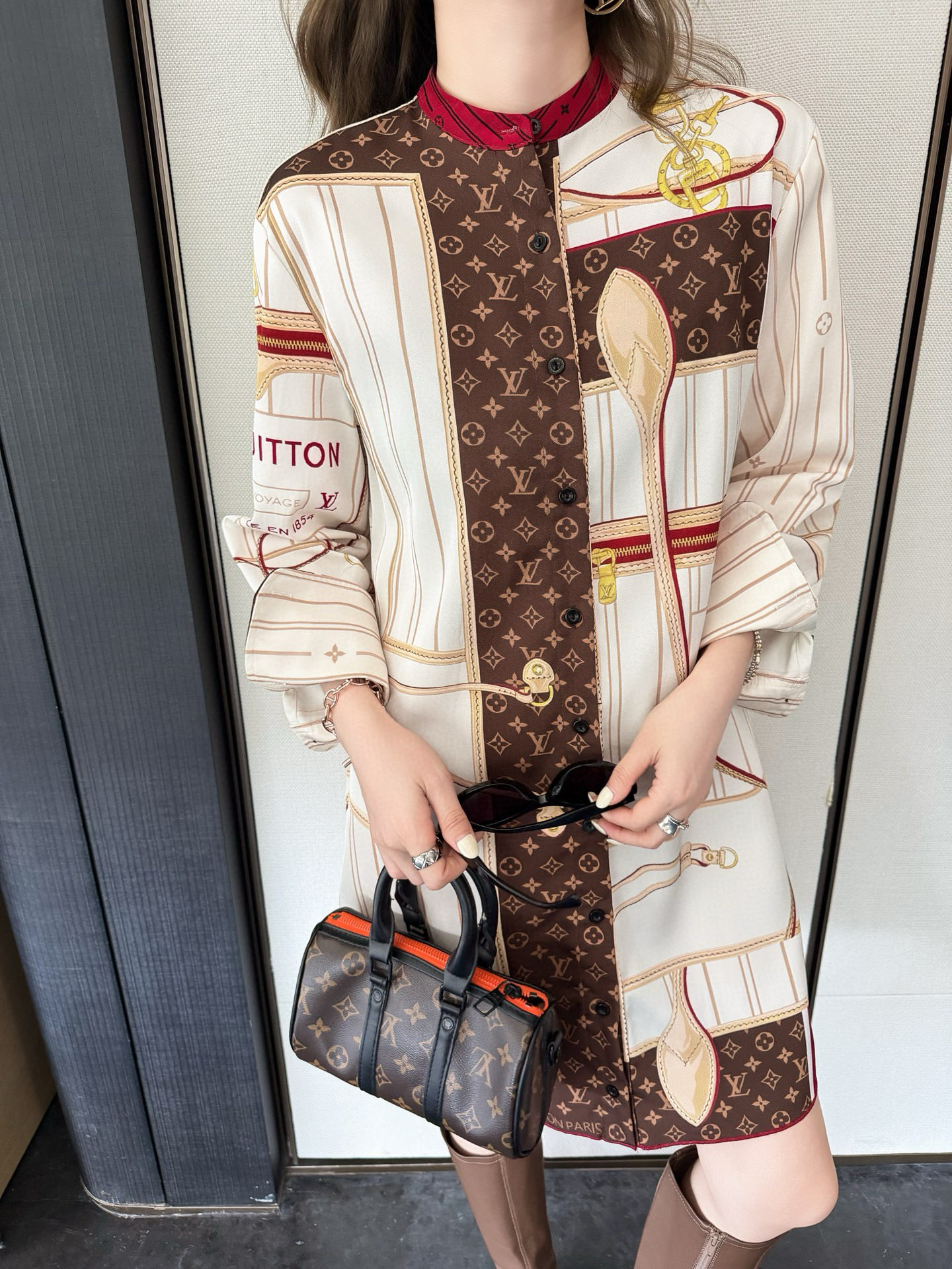 Louis Vuitton 2025FW Infiltration Craftsmanship Elegant Shirt Dress