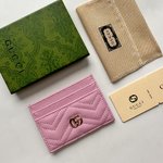 Unsurpassed Quality
 Gucci Marmont Wallet Card pack Gold Calfskin Cowhide