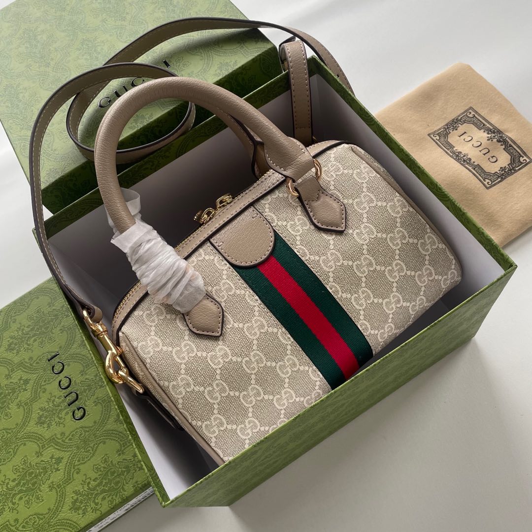 Gucci Beige GG Supreme with Web stripe crossbody everyday
