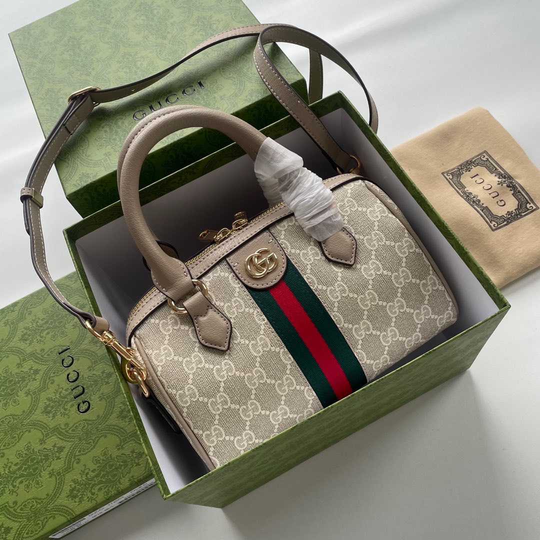 Gucci Beige GG Supreme with Web stripe crossbody everyday
