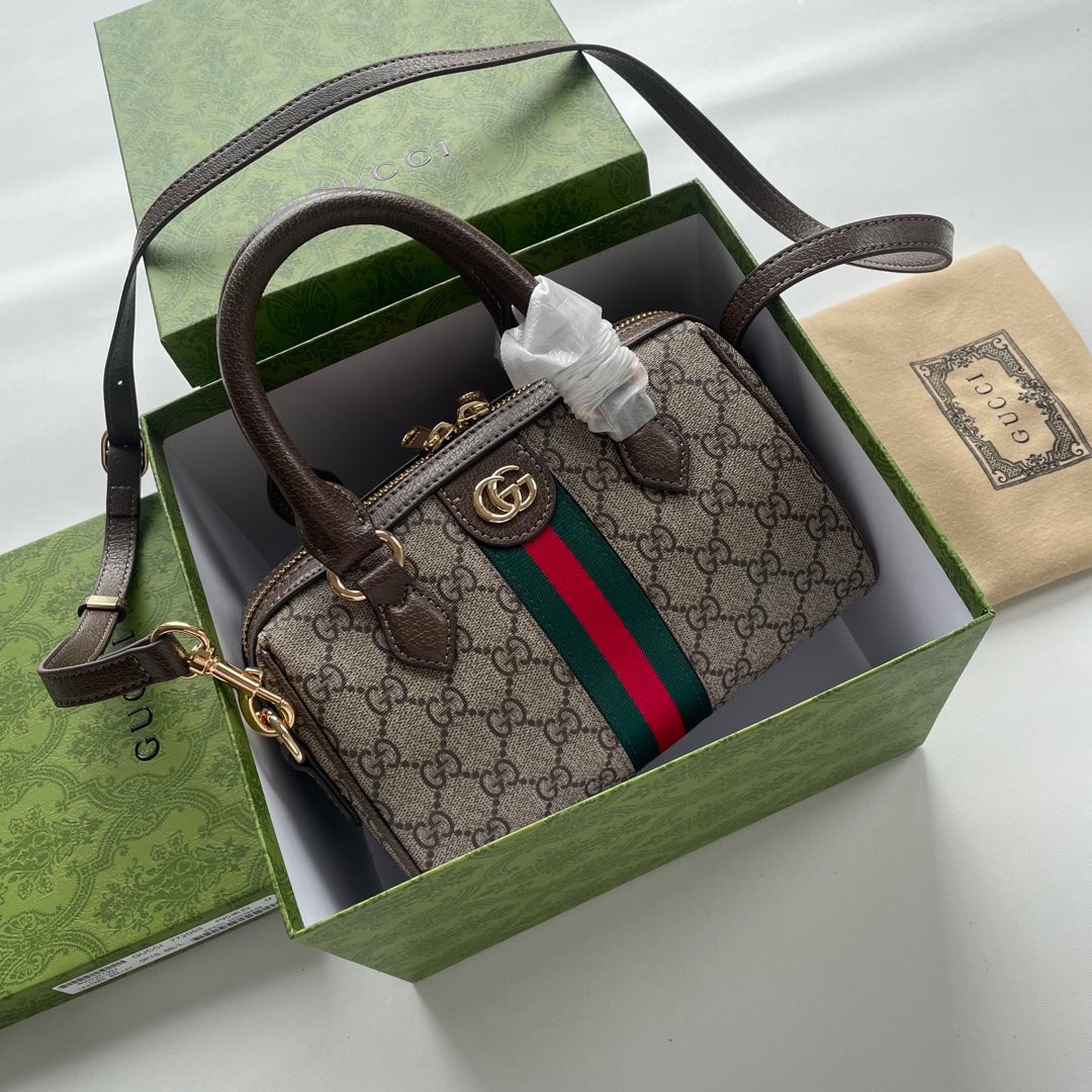 Gucci GG Supreme beige brown with green-red-green web everyday