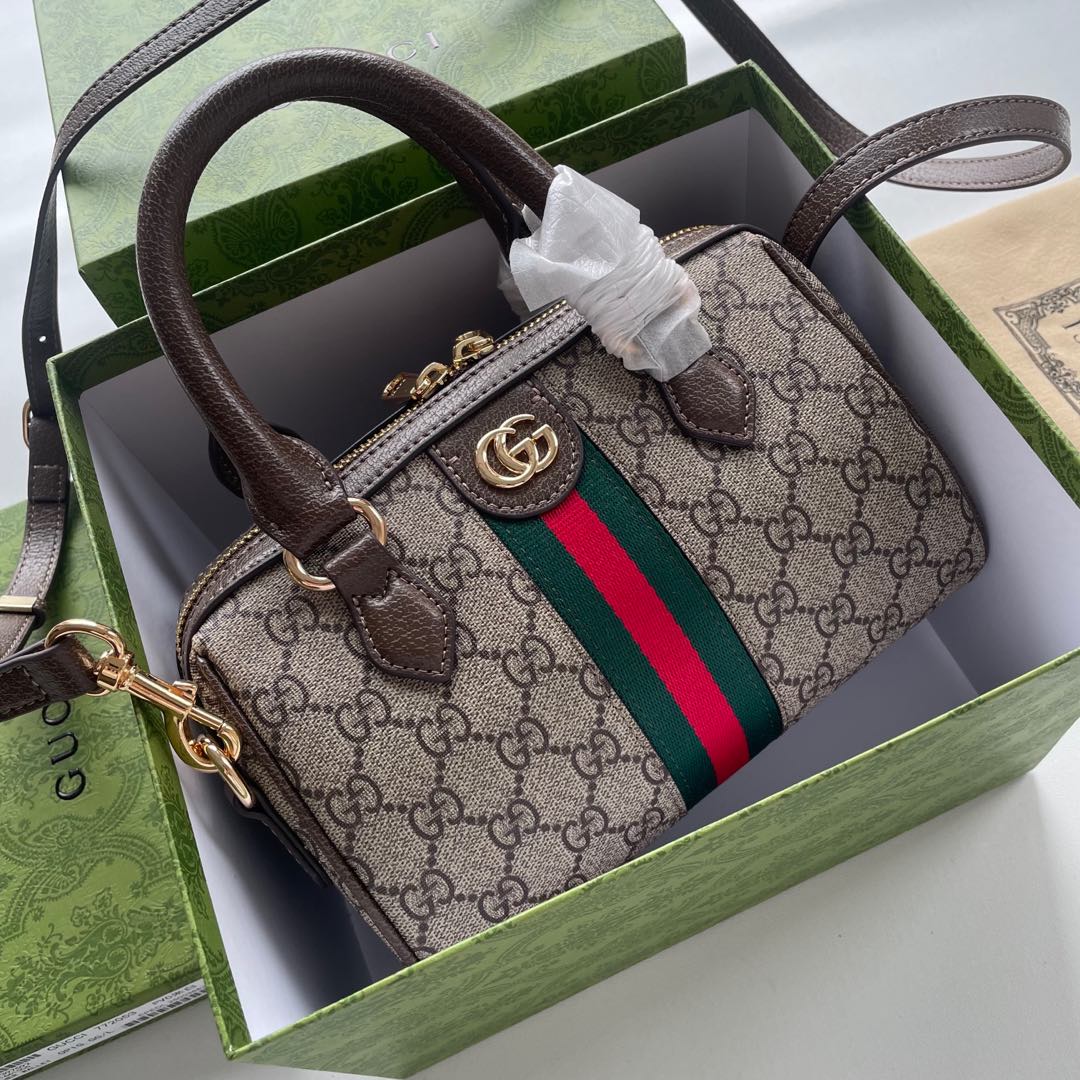 Gucci GG Supreme beige brown with green-red-green web everyday