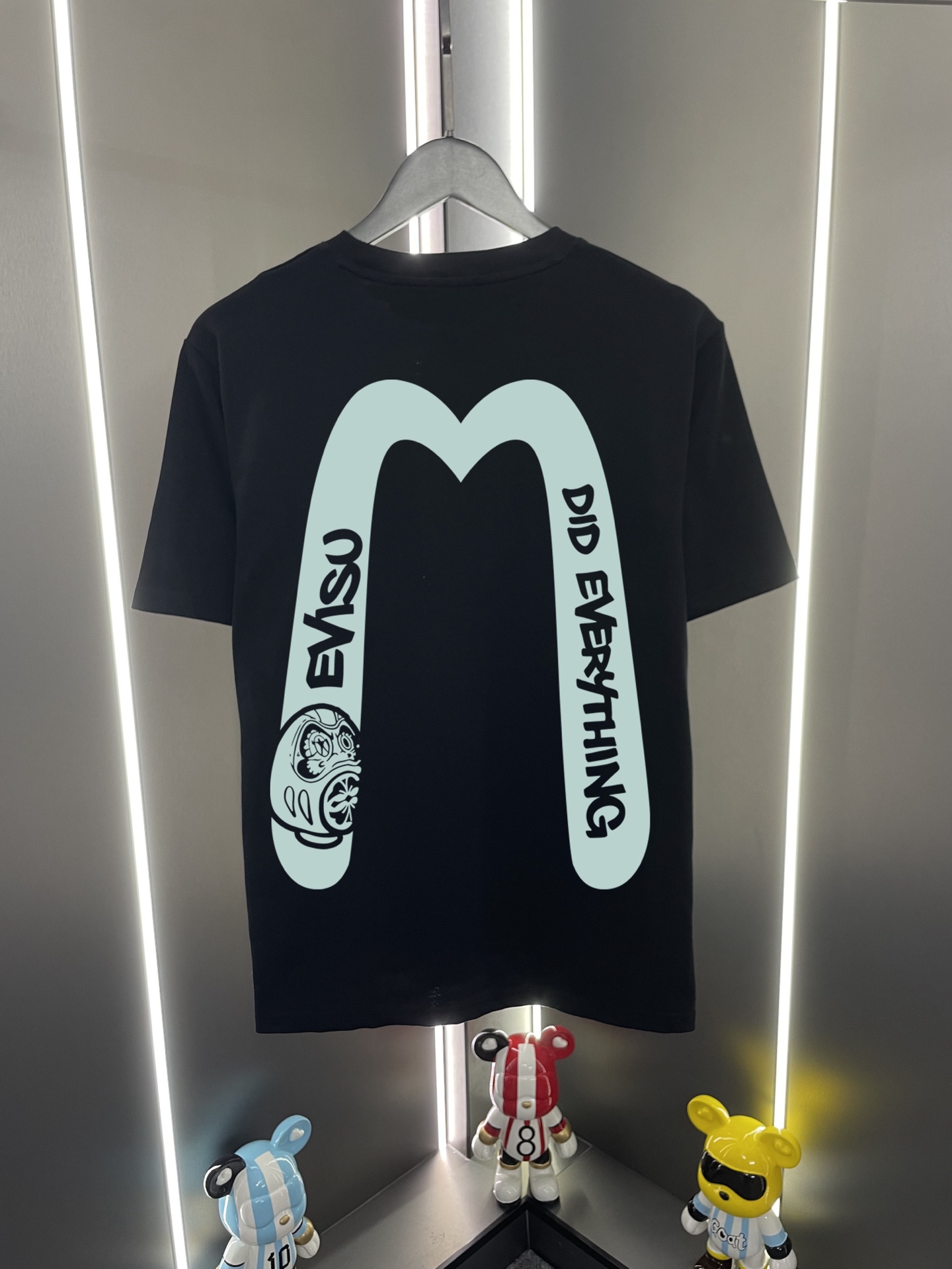 P60 Evisu Fushun 2025 nuevo estilo con estampado de logotipo y letras, camiseta de cuello redondo casual y holgada de m…