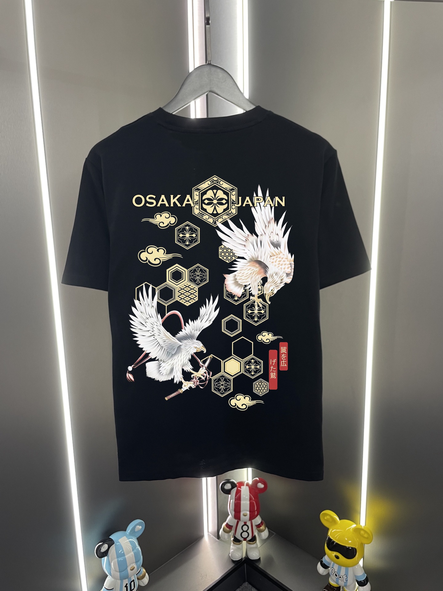 P60 Evisu Fushun 2026 nuevo estilo con estampado de águilas dobles, nubes auspiciosas y flor familiar, camiseta de cuel…