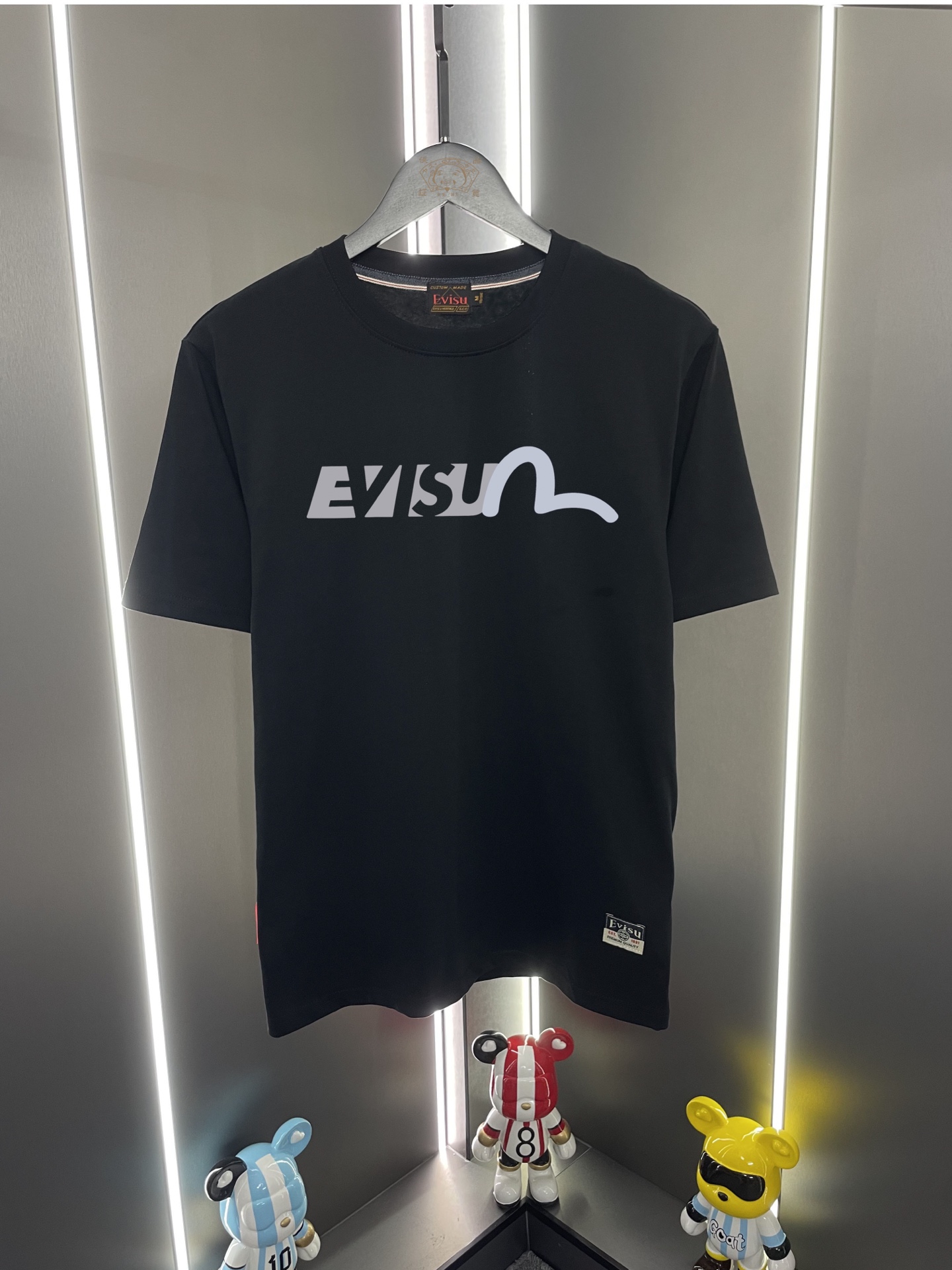 P60 Evisu Fushun 2026 nuevo estilo con estampado de logotipo, letras y gaviotas, camiseta de cuello redondo casual y ho…