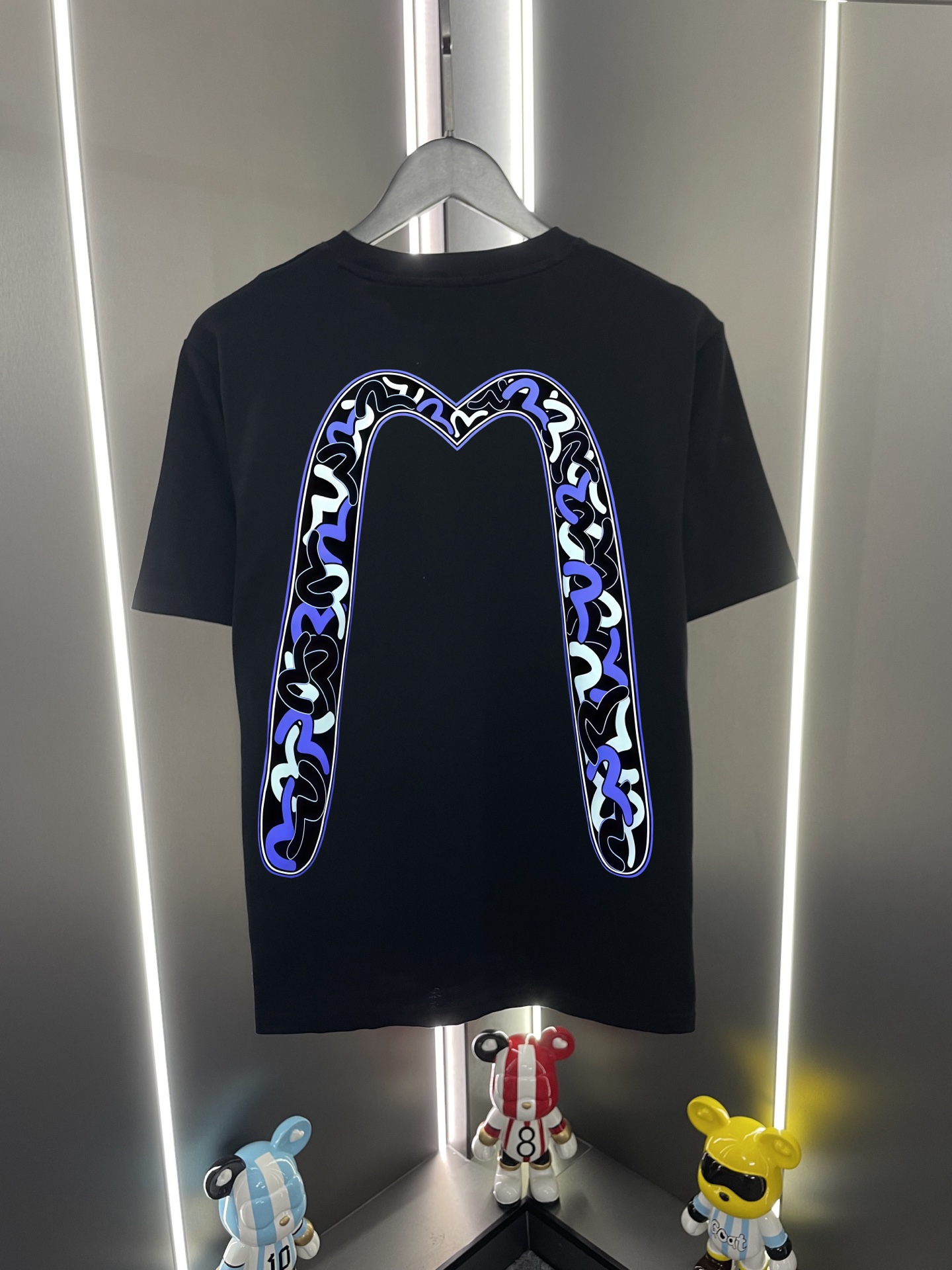P60 Evisu Fushun 2026 nuevo estilo con estampado de gran M superpuesto y gaviotas, camiseta de cuello redondo casual y …