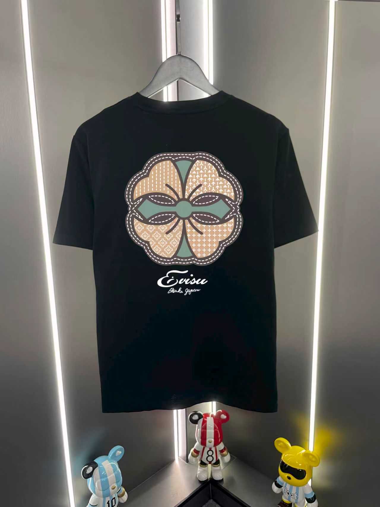 Camiseta de manga corta P60 Evisu Fukujin 2026 nueva, cuello redondo, casual, con estampado de letras, casa y…